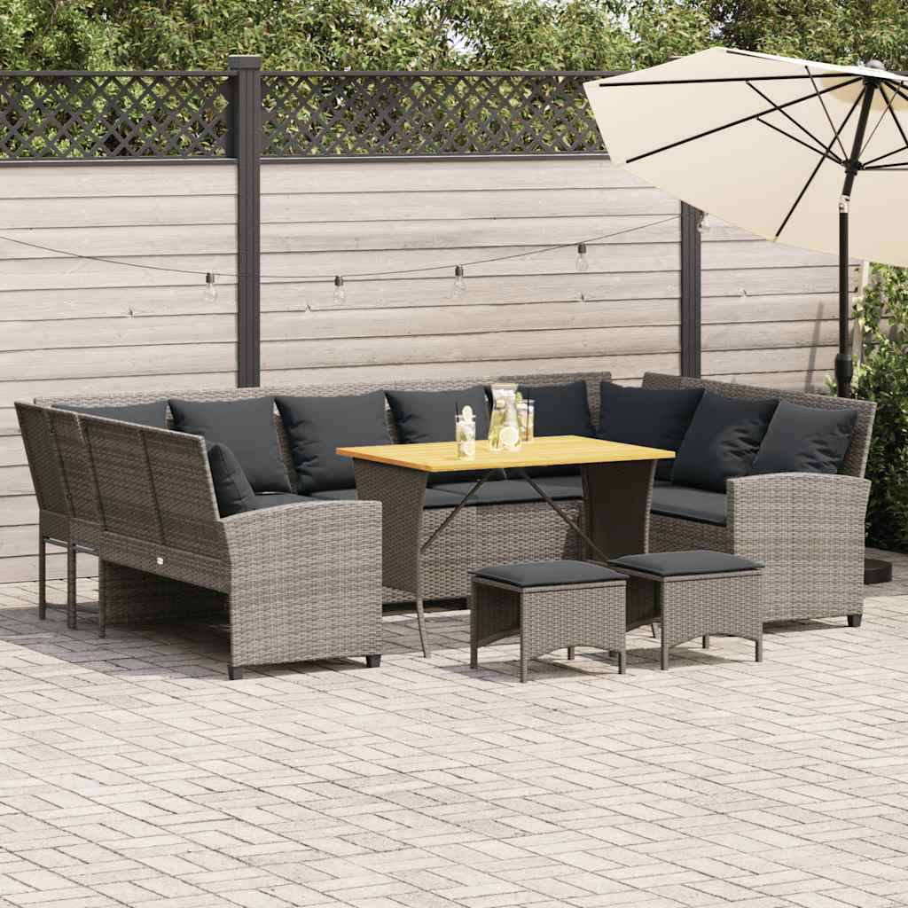 4-tlg. Garten-Sofagarnitur mit Kissen Grau Poly Rattan 4-tlg. Garten-Sofagarnitur mit Kissen Grau Poly Rattan