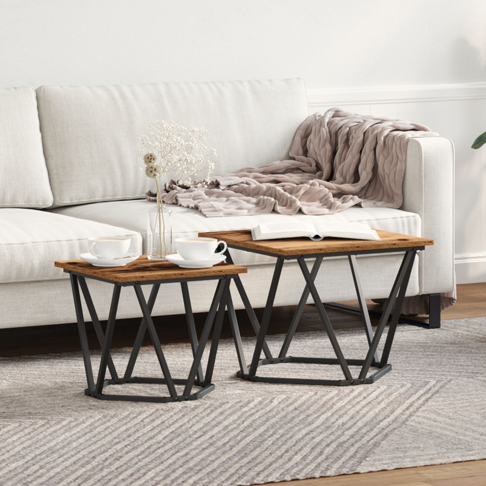 Couchtisch Recyceltes Holz Metall, Holz Mittel Stylisch