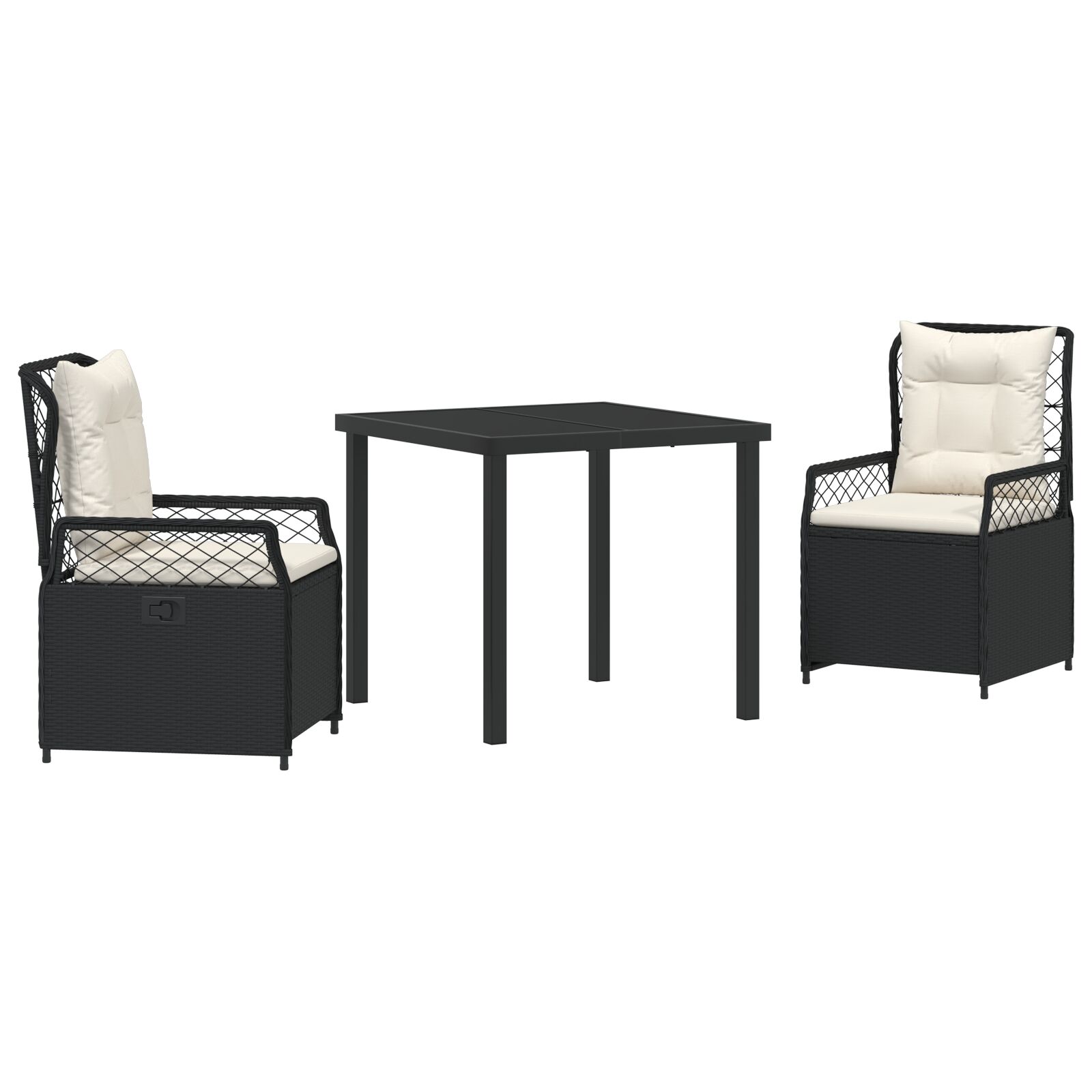3-teiliges Garten-Dining-Set Schwarz Poly-Rattan 3-teiliges Garten-Dining-Set Schwarz Poly-Rattan