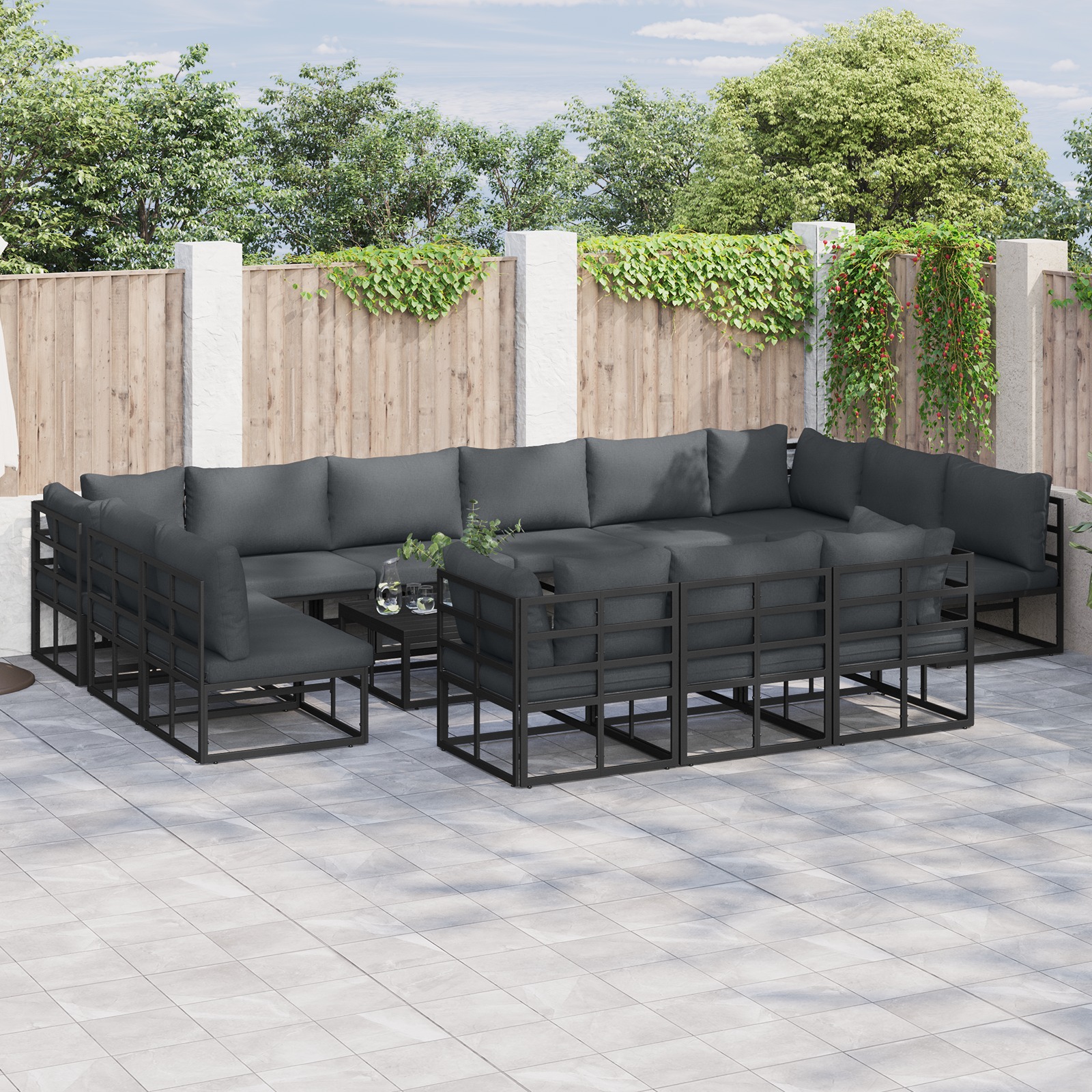 Garten-Sofa-Set 13 pcs Schwarz 423 x 211,5 x 71 cm Aluminium Garten-Sofa-Set 13 pcs Schwarz 423 x 211,5 x 71 cm Aluminium