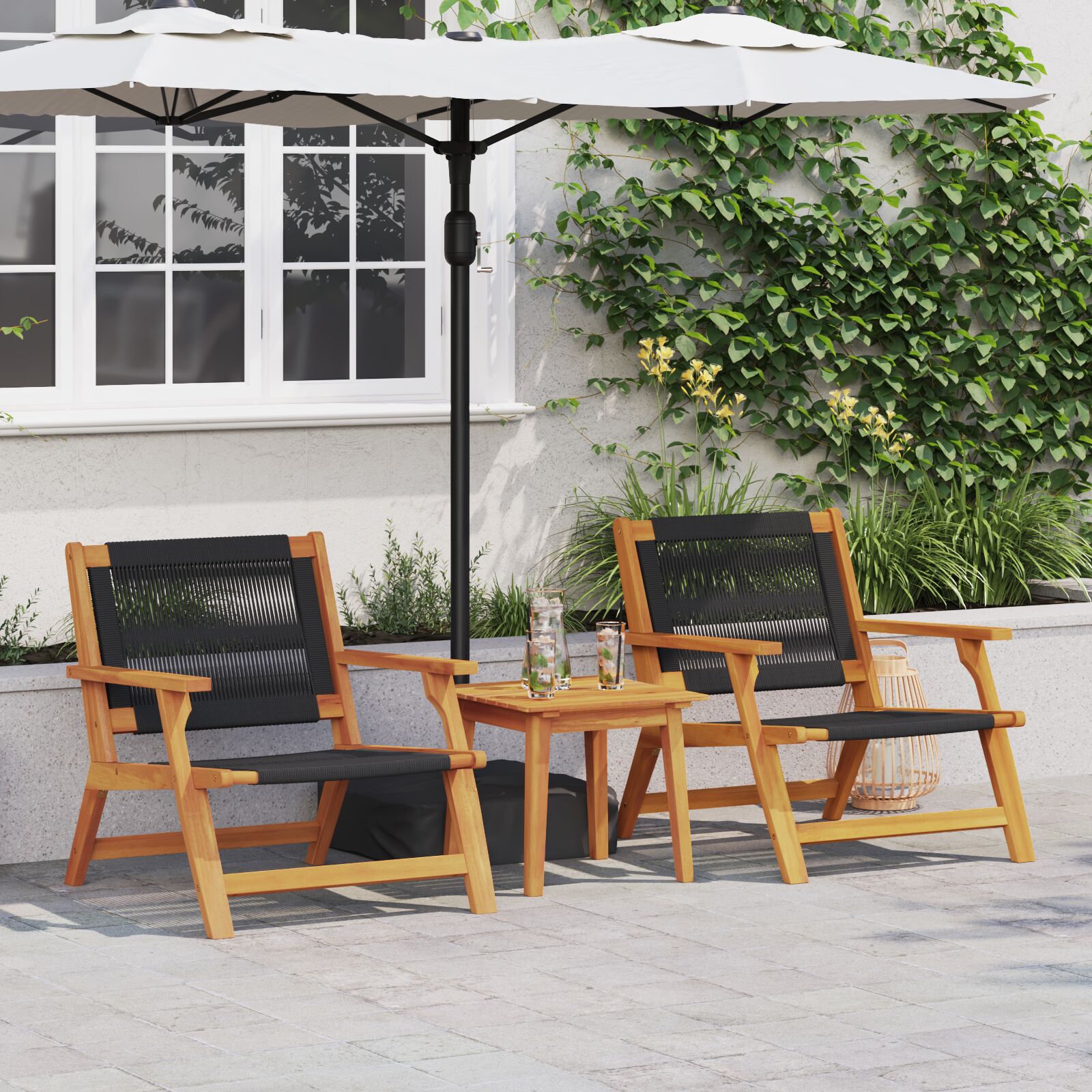 vidaXL Gartenstühle 2 Stück Schwarz 67x77x73 cm Massivholz Akazie vidaXL Gartenstühle 2 Stück Schwarz 67x77x73 cm Massivholz Akazie