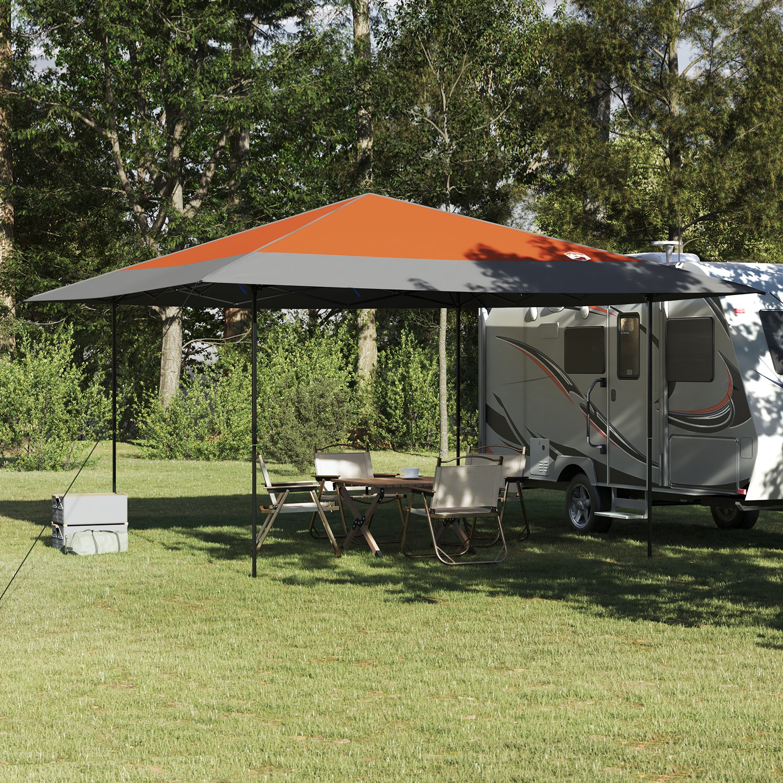 Pavillon-Zelt Orange 400 x 400 x 227 / 236 / 245 cm Oxford Stoff