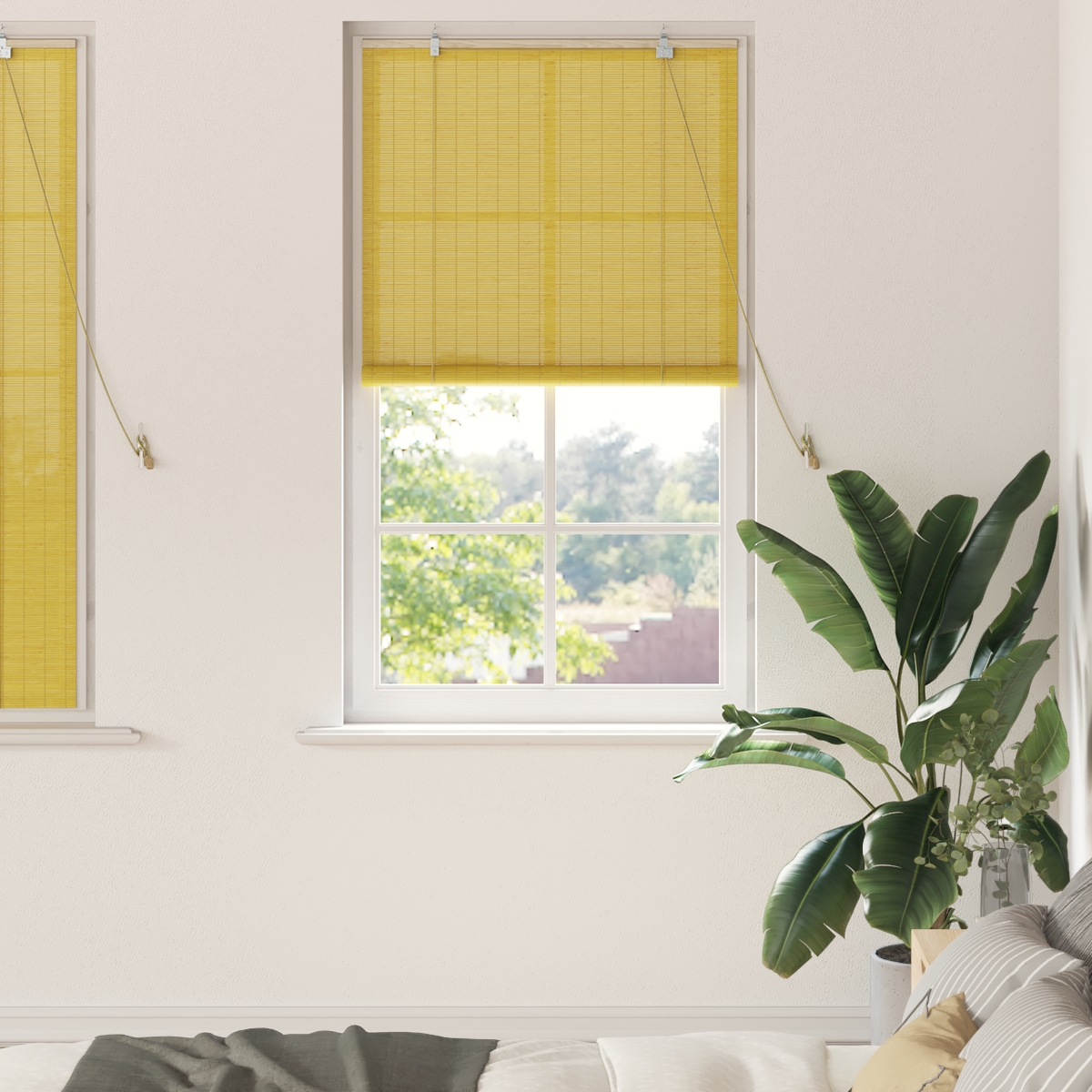 Fensterjalousien und -schattierungen Gelb 80 x 160 cm Bambus