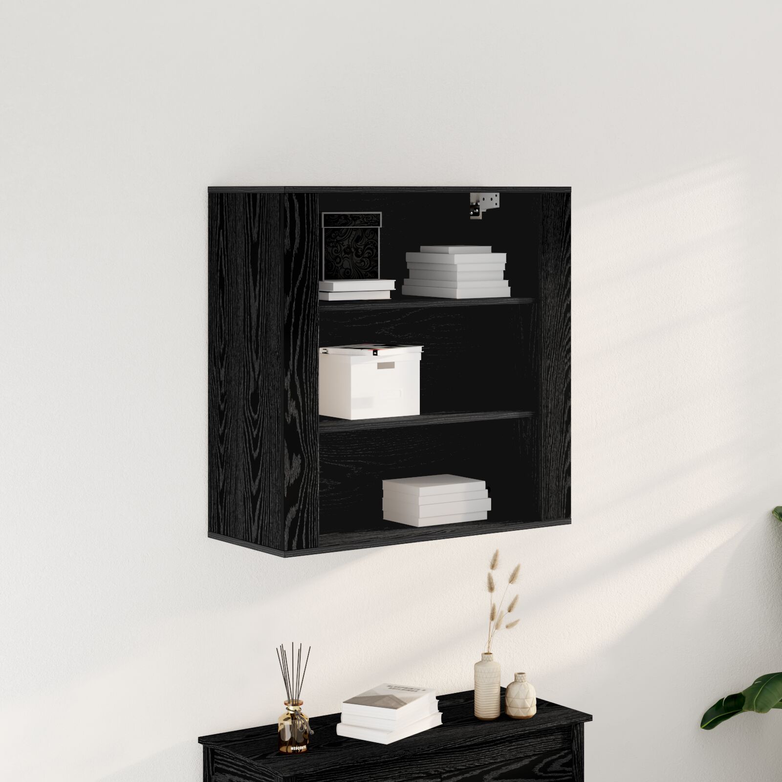vidaXL Wandschrank Schwarz Eiche 80x33x80 cm Holzwerkstoff