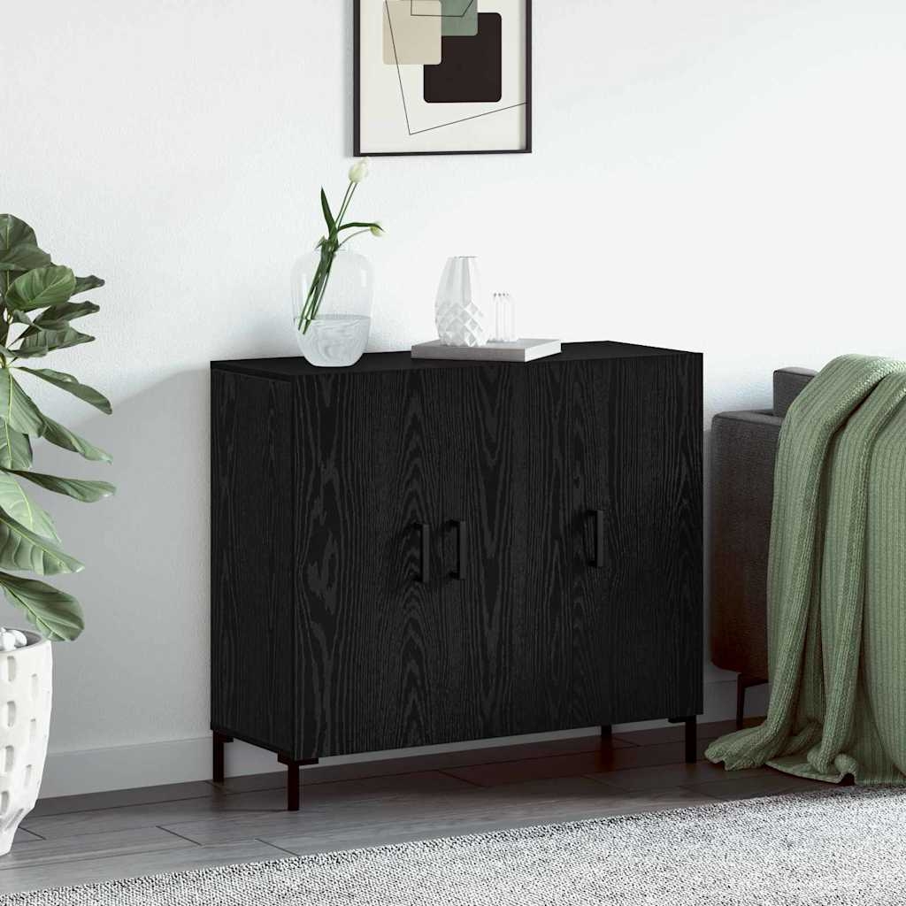 Sideboard mit Speicher mit Tür Schwarz 90 x 34 x 80 cm Holzwerkstoff