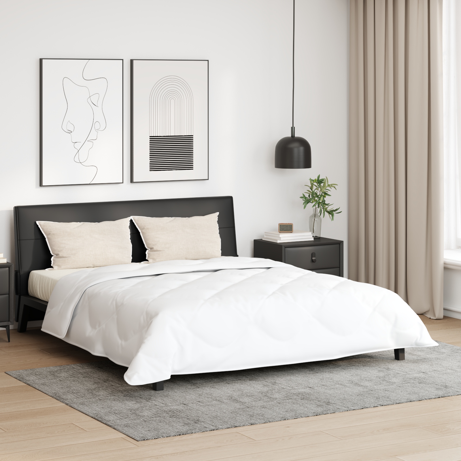 Bettdecke mit Kissen 3 pcs Weiß 200 x 220 cm Mikrofaser