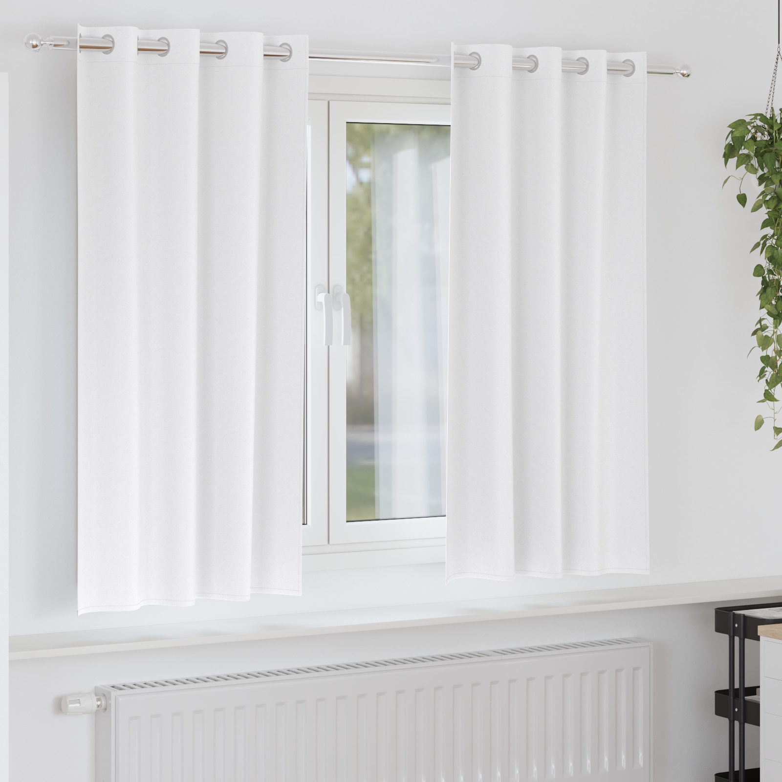 Vorhänge mit Vorhängen 2 pcs Reinweiß 175 x 140 cm Polyester