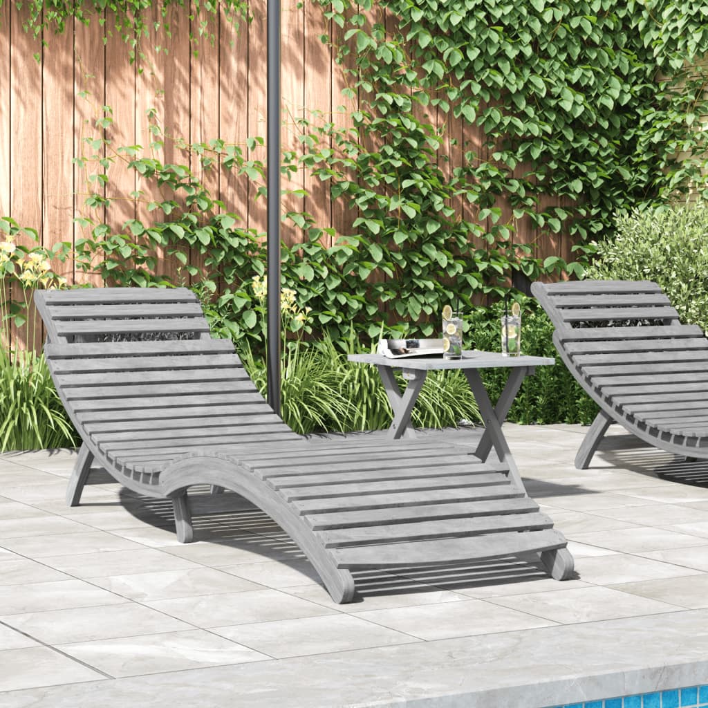Sonnenliege Grau 184x55x64 cm Massivholz Akazie Sonnenliege Grau 184x55x64 cm Massivholz Akazie