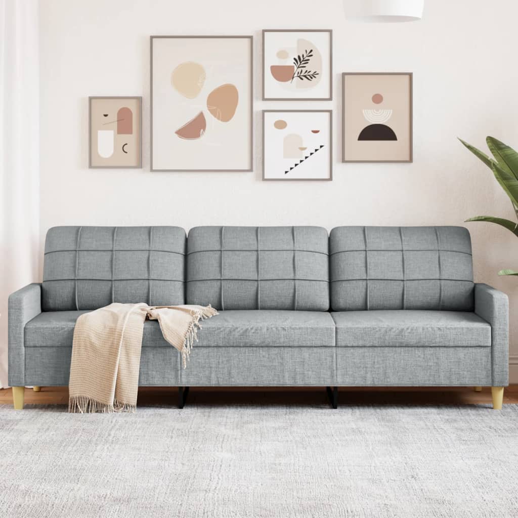 3-Sitzer-Sofa Hellgrau 210 cm Stoff 3-Sitzer-Sofa Hellgrau 210 cm Stoff