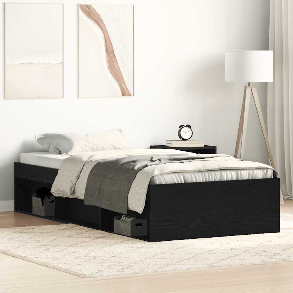 Bettgestell ohne Matratze Schwarz Eichen-Optik 90x190 cm