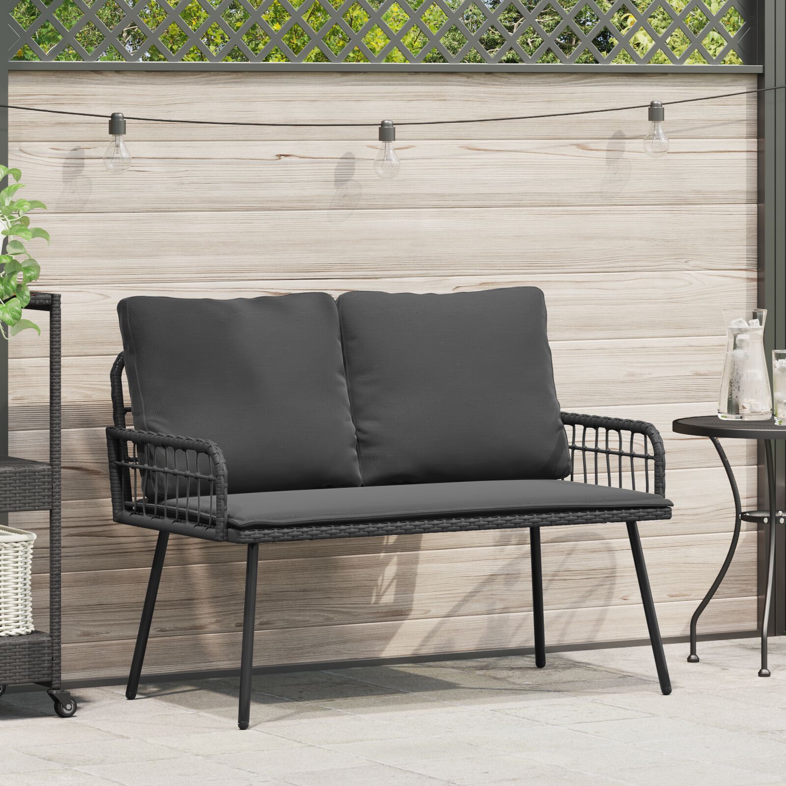 vidaXL Gartenbank Schwarz 114x64x78 cm Poly-Rattan vidaXL Gartenbank Schwarz 114x64x78 cm Poly-Rattan
