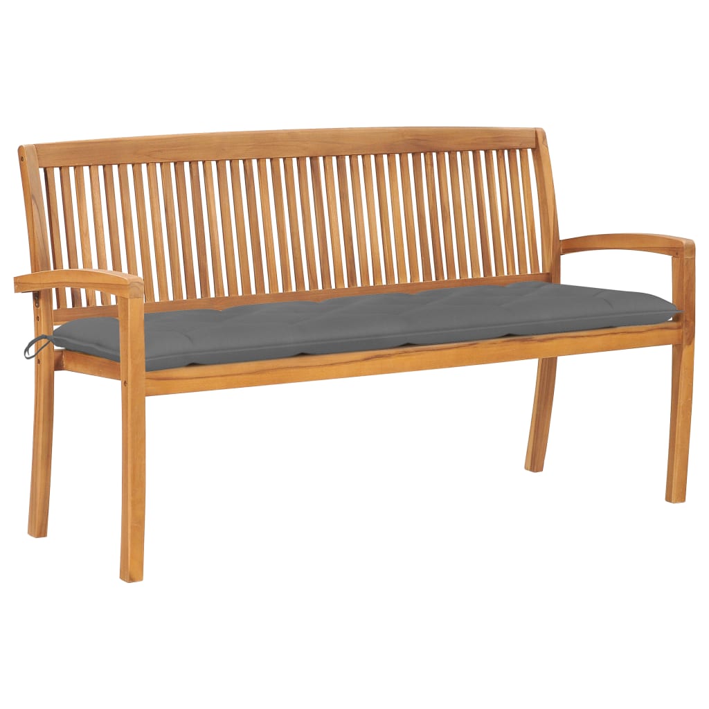 Stapelbare Gartenbank mit Auflage 159 cm Massivholz Teak Stapelbare Gartenbank mit Auflage 159 cm Massivholz Teak