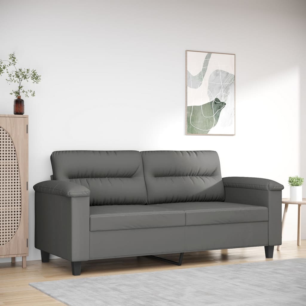 2-Sitzer-Sofa Dunkelgrau 140 cm Mikrofasergewebe 2-Sitzer-Sofa Dunkelgrau 140 cm Mikrofasergewebe
