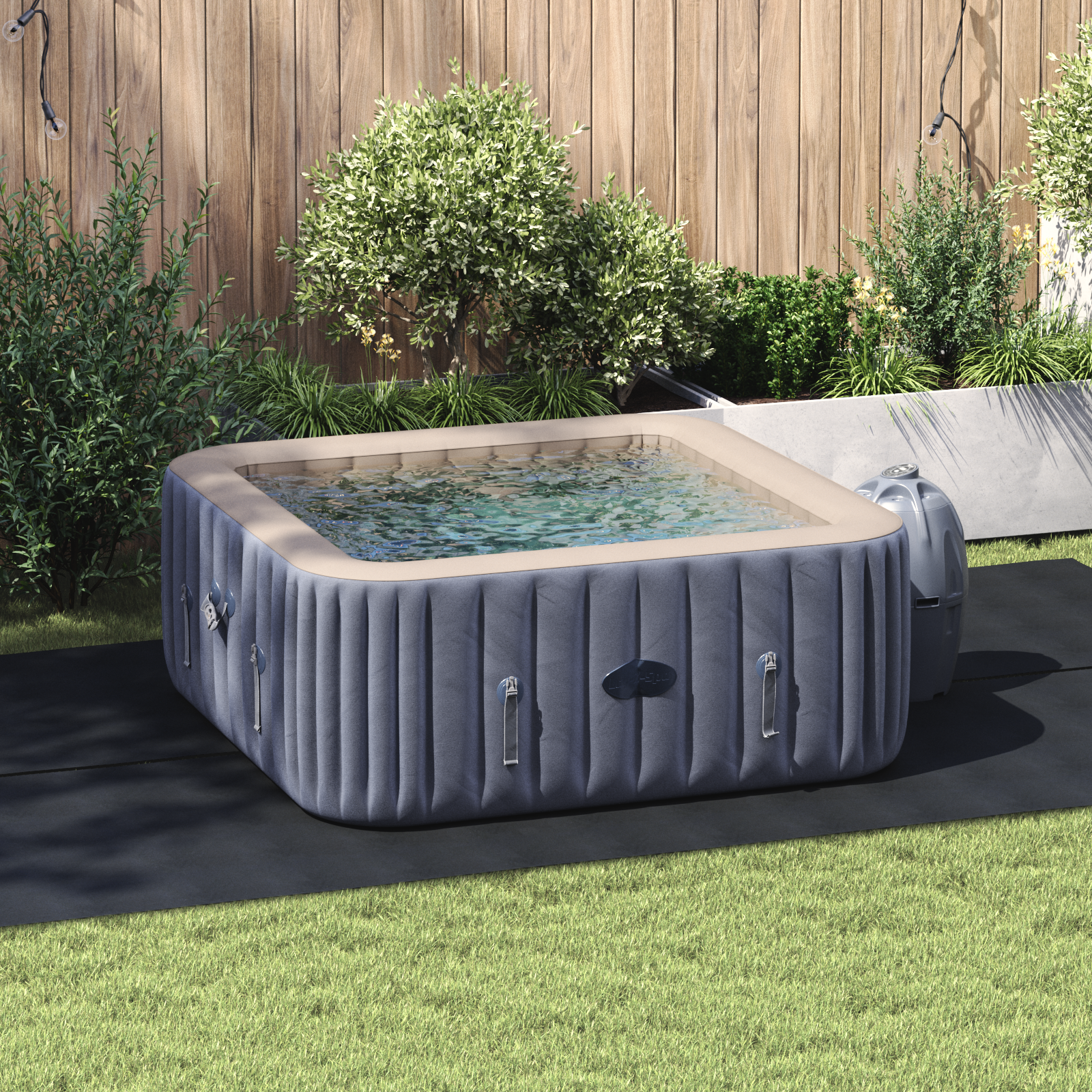 Rechteckige Poolabdeckung Schwarz Kunststoff 420 x 220 cm