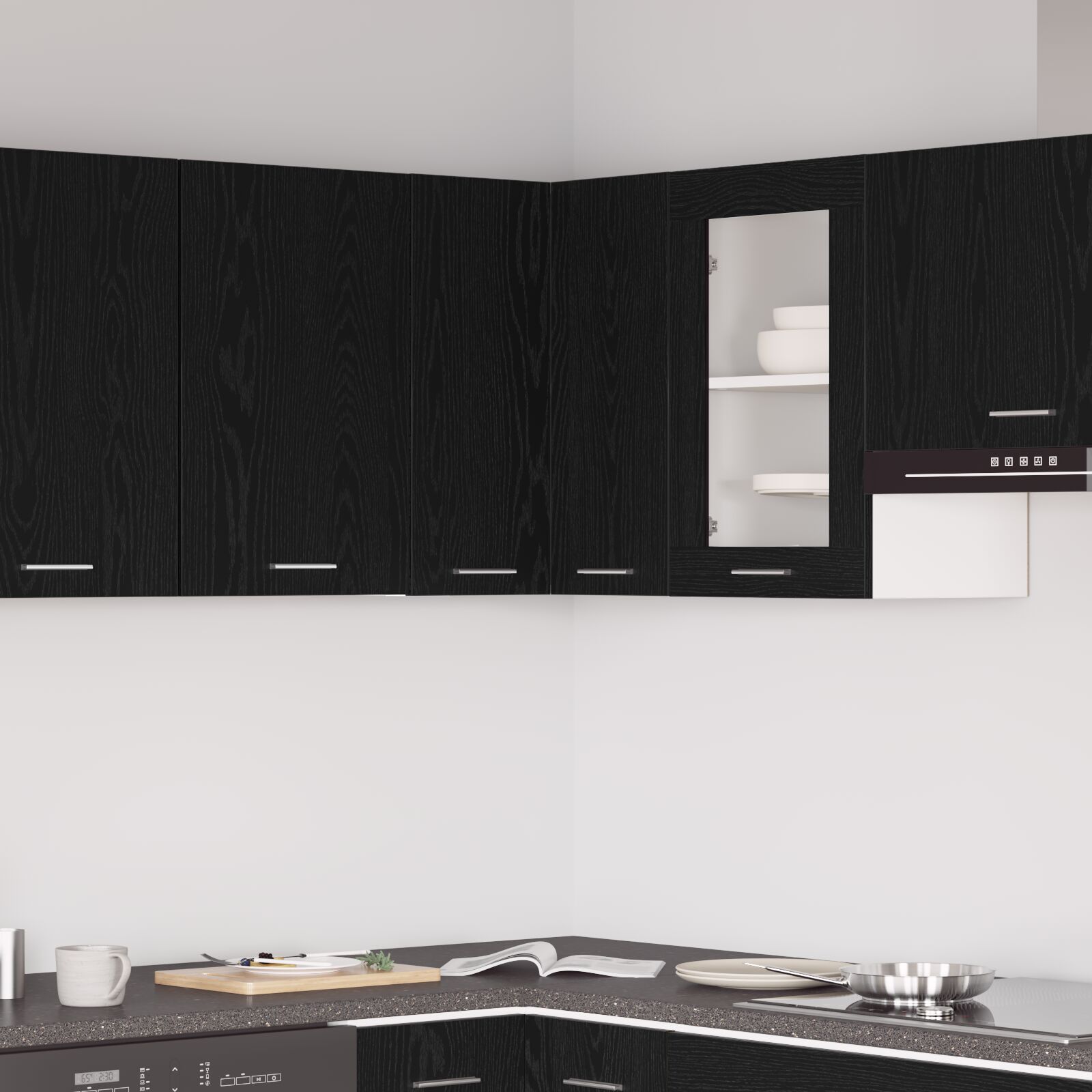 vidaXL Hängendes Eckschränkchen - Schwarzer Eiche - 57x57x60 cm - Aus Holzwerkstoff hergestellt