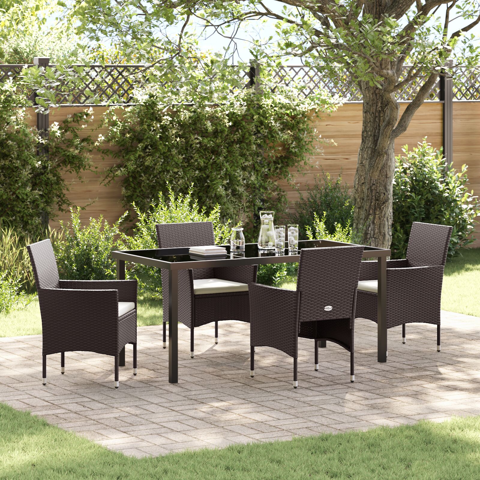 5-teiliges Garten-Ess-Set Braun Poly-Rattan 5-teiliges Garten-Ess-Set Braun Poly-Rattan
