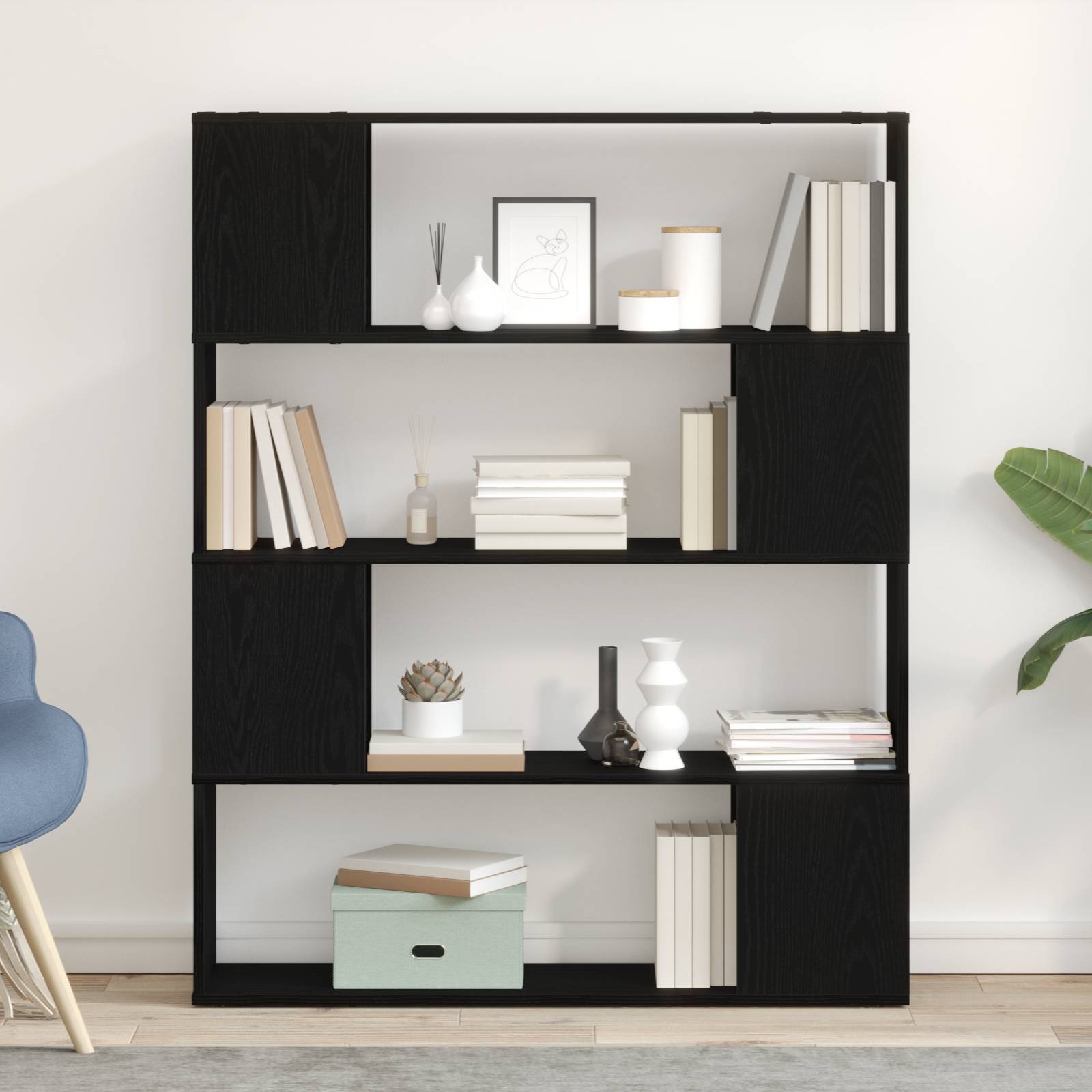 Bücherregal Schwarz Eiche 100x24x124 cm Holzwerkstoff