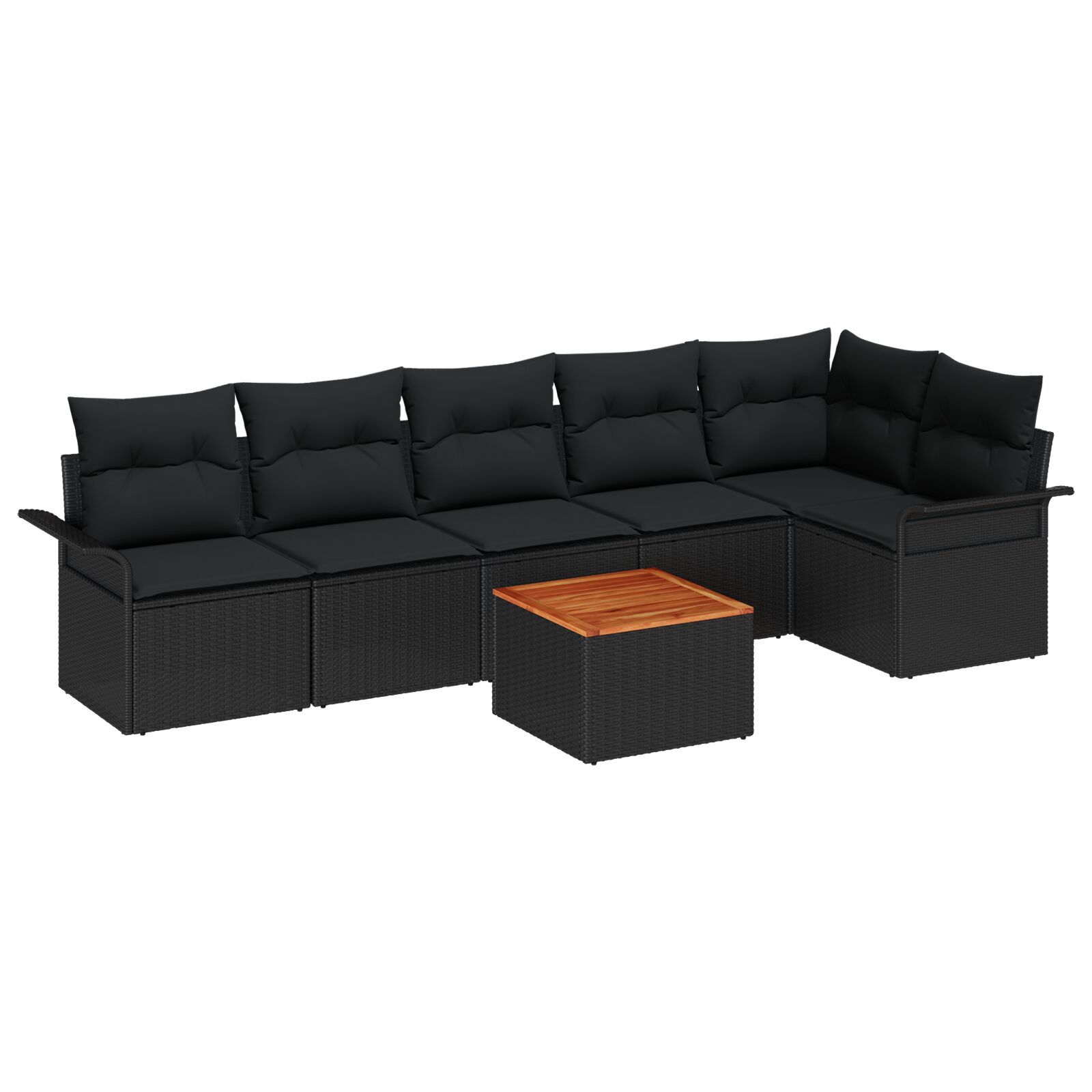 7-teilige Garten Sofa Set mit Kissen Schwarz Poly Rattan Akazie, 2-Sitzer Garten Sofa mit Stauraum & Kissen Schwarz Poly Rattan 7-teilige Garten Sofa Set mit Kissen Schwarz Poly Rattan Akazie, 2-Sitzer Garten Sofa mit Stauraum & Kissen Schwarz Poly Rattan