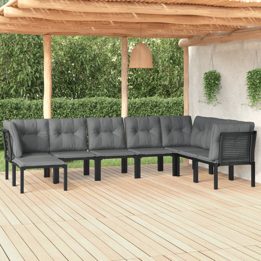 8-tlg. Garten-Lounge-Set Schwarz und Grau Poly Rattan 8-tlg. Garten-Lounge-Set Schwarz und Grau Poly Rattan