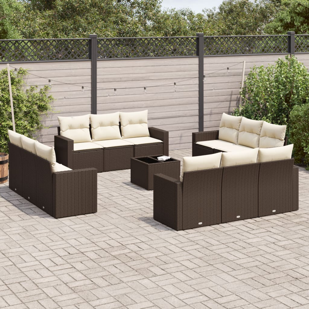 13-tlg. Garten-Sofagarnitur mit Kissen Braun Poly Rattan 13-tlg. Garten-Sofagarnitur mit Kissen Braun Poly Rattan