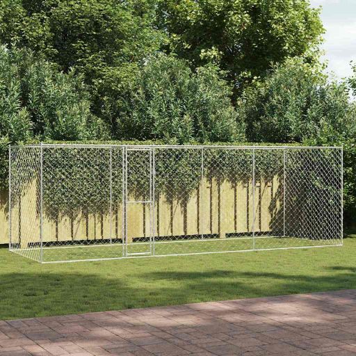 Hundekäfig Silber 600 x 200 x 256 cm Verzinkter Stahl Hundekäfig Silber 600 x 200 x 256 cm Verzinkter Stahl