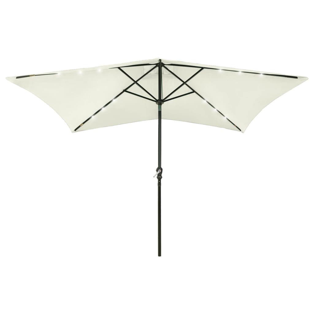 Sonnenschirm mit LEDs und Stahl-Mast Sandfarben 2x3 m