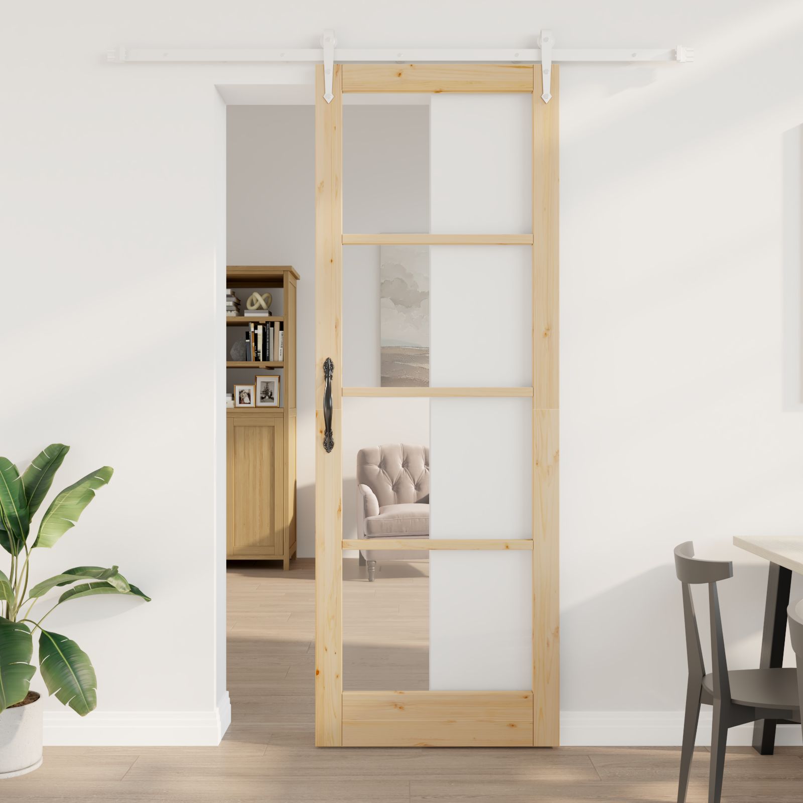 Schiebetür mit Hardware Set 83x232 cm aus massivem Kiefernholz