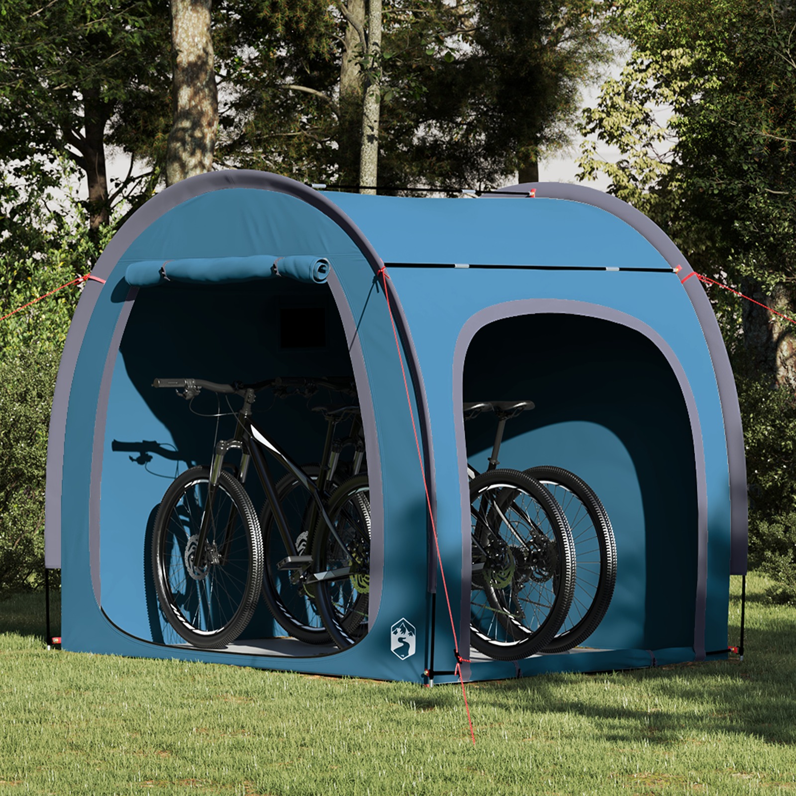Fahrradgarage mit Dach mit Speicher mit Luftentlüftung Blau
