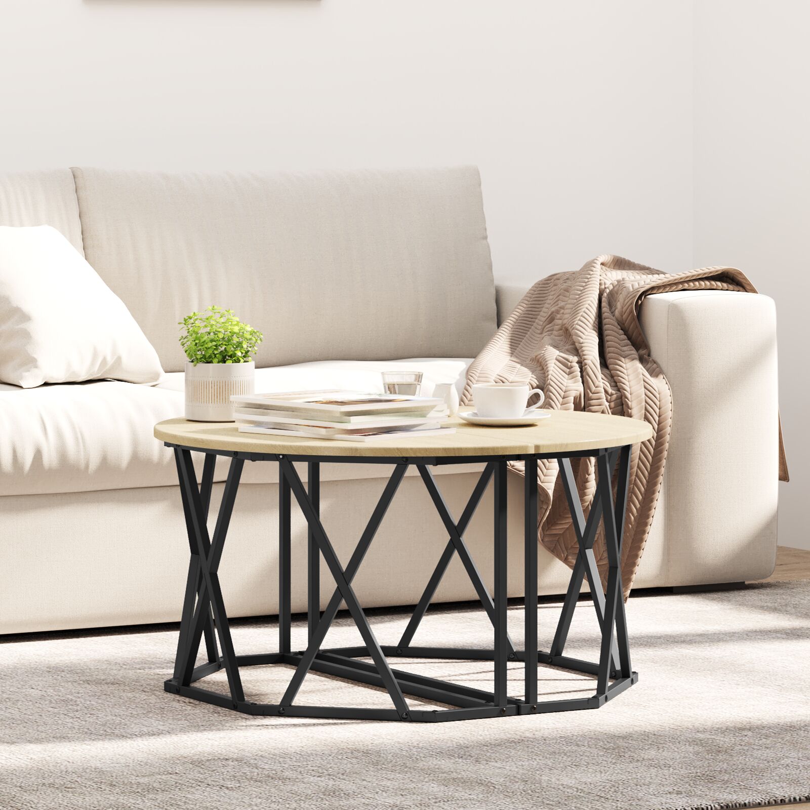 vidaXL Couchtisch Sonoma Eiche 80x80x42 cm aus Holz