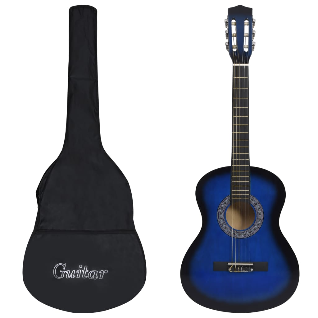 8-tlg. Klassikgitarren-Set für Anfänger & Kinder Blau 3/4 36"