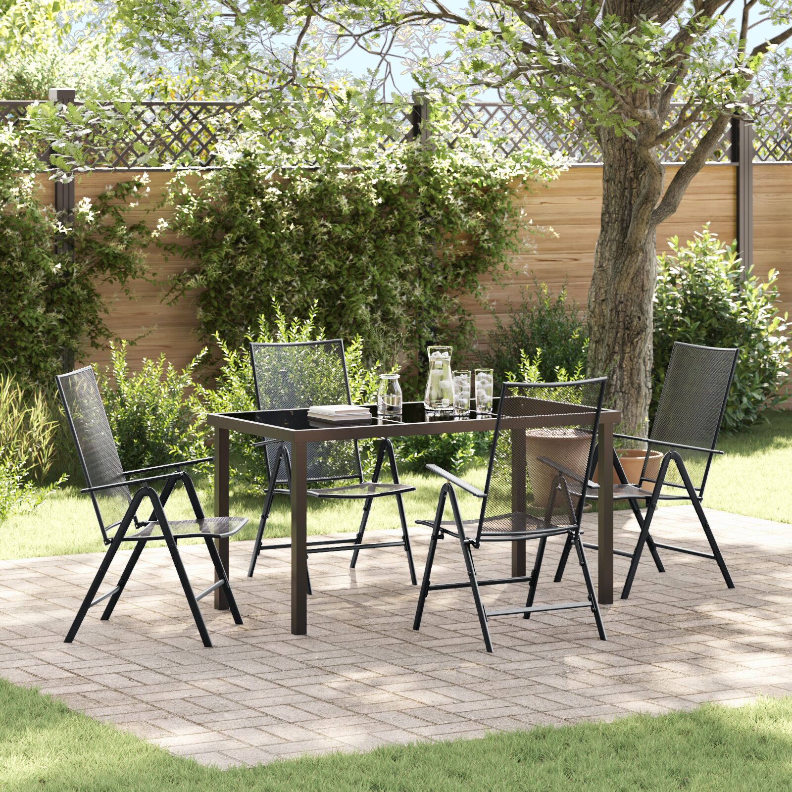 5-teiliges Garten-Esszimmer-Set in Anthrazit 5-teiliges Garten-Esszimmer-Set in Anthrazit