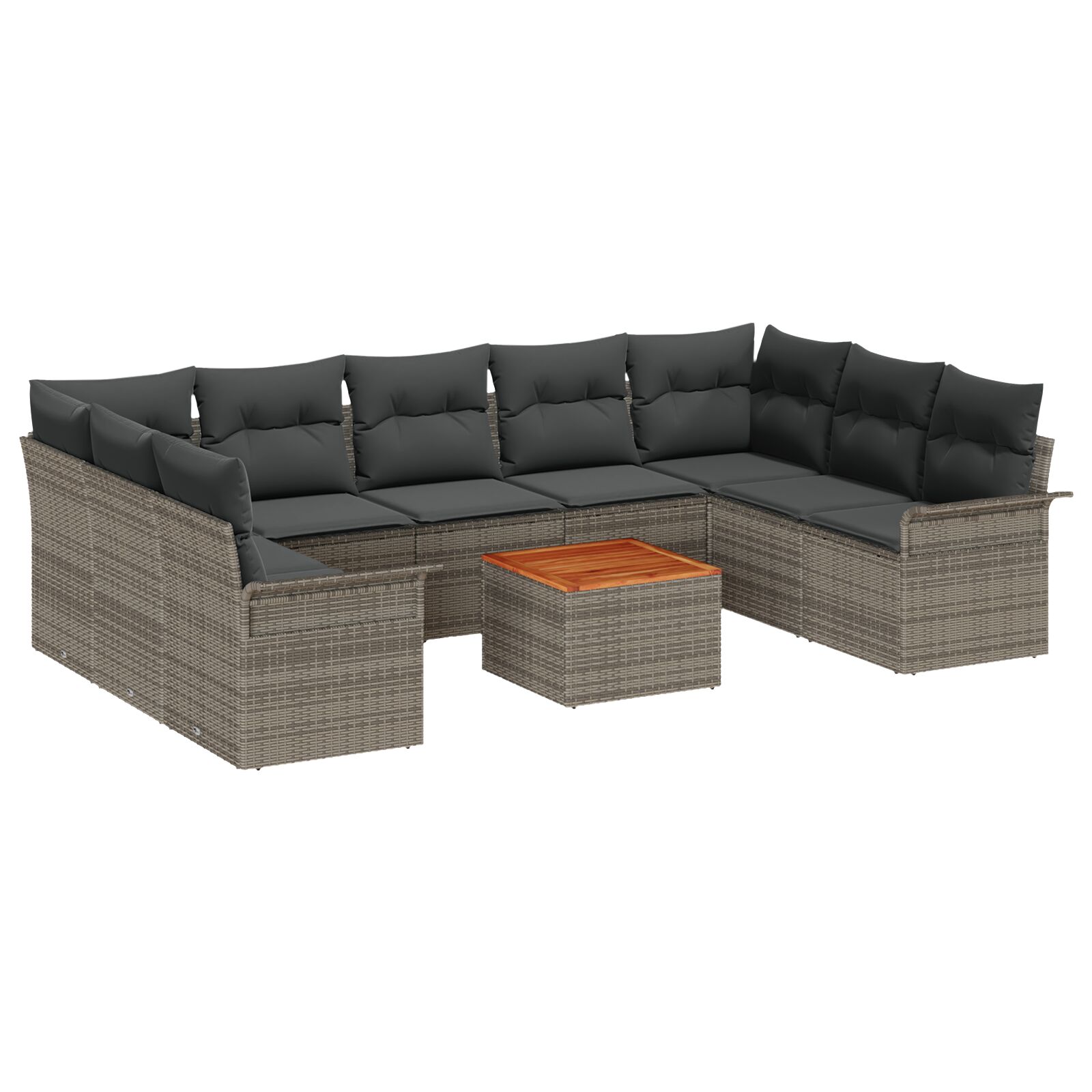 10-teiliges Gartensofa Set mit Kissen Grau Poly Rattan Akazie, 2-Sitzer Gartensofa mit Stauraum & Kissen Grau Poly Rattan 10-teiliges Gartensofa Set mit Kissen Grau Poly Rattan Akazie, 2-Sitzer Gartensofa mit Stauraum & Kissen Grau Poly Rattan