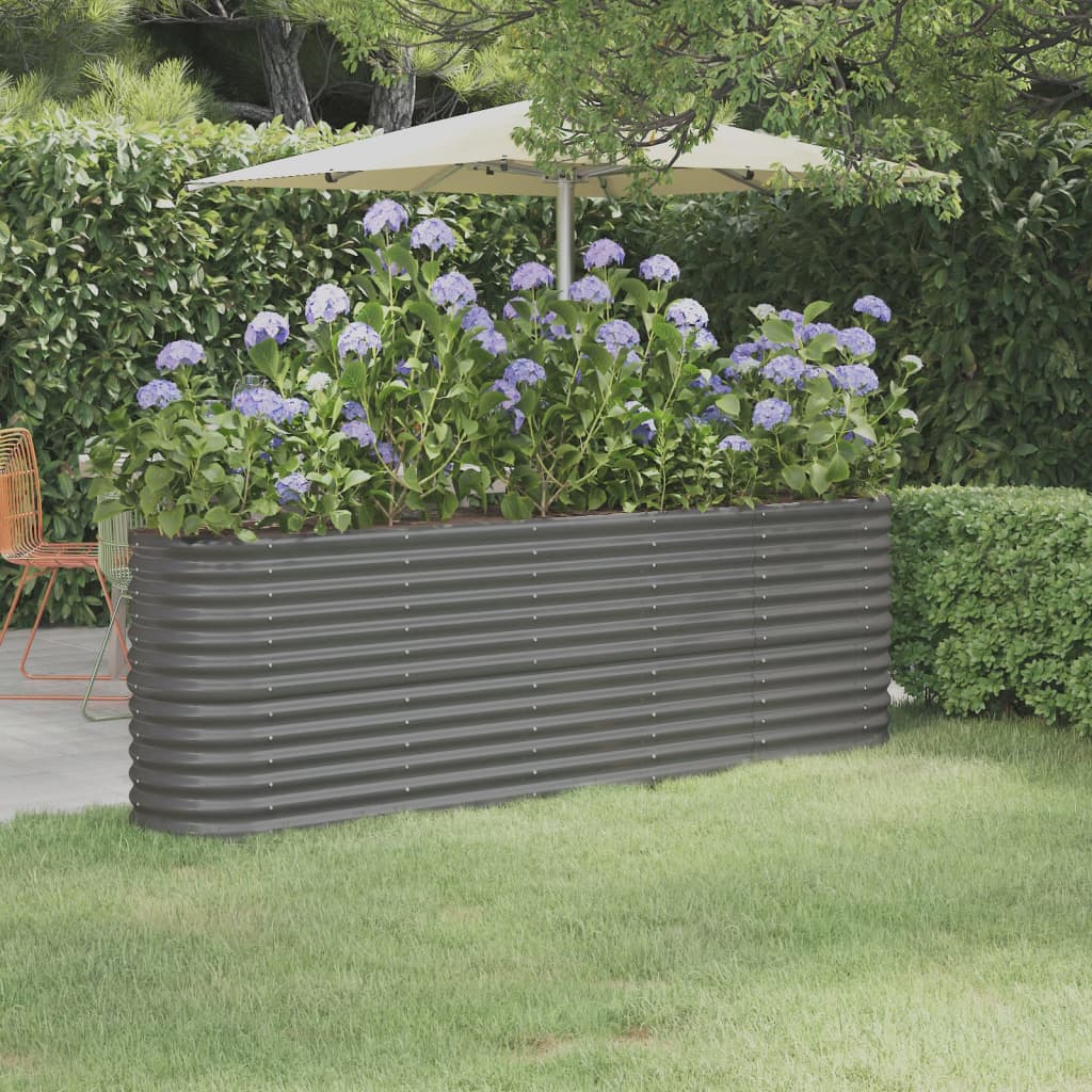 Hochbeet Pulverbeschichteter Stahl 224x40x68 cm Grau Hochbeet Pulverbeschichteter Stahl 224x40x68 cm Grau