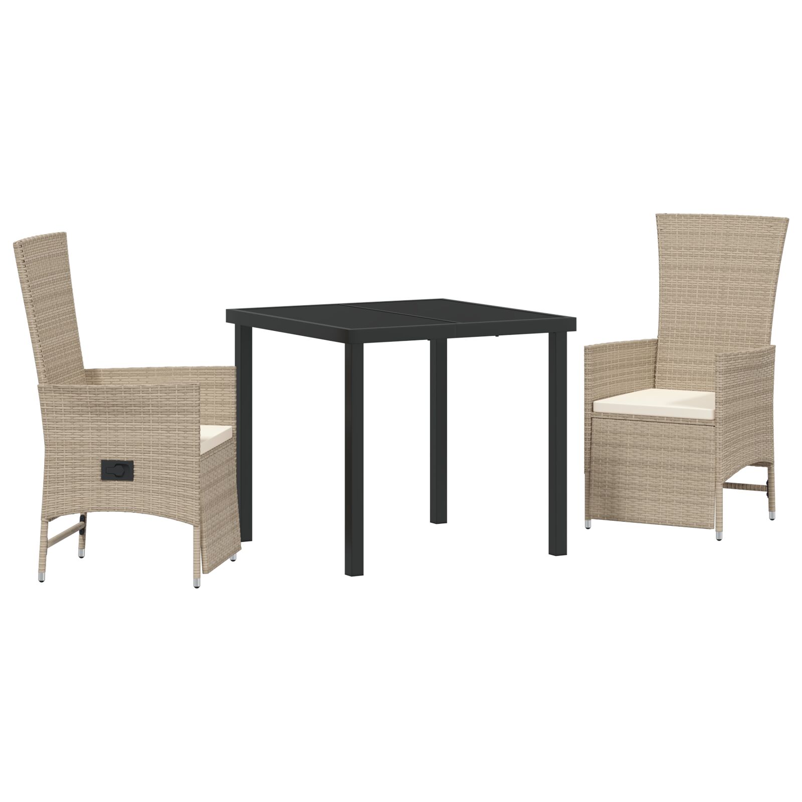 3-teiliges Garten-Dining-Set mit Kissen Beiges Poly-Rattan 3-teiliges Garten-Dining-Set mit Kissen Beiges Poly-Rattan