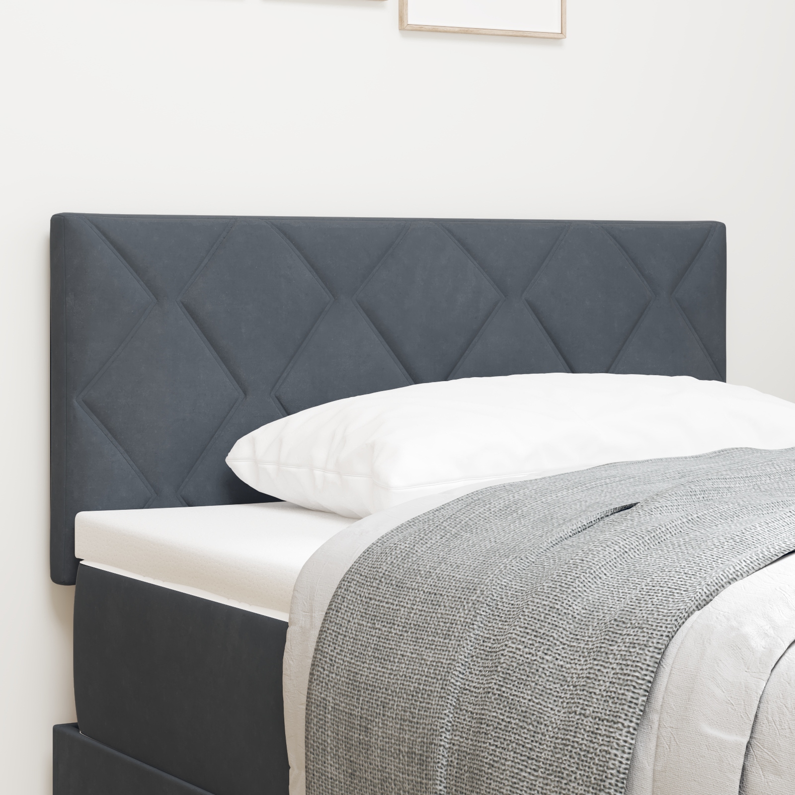 LED Kopfteil mit Diamantblock Design Dunkelgrau 90 cm Samt