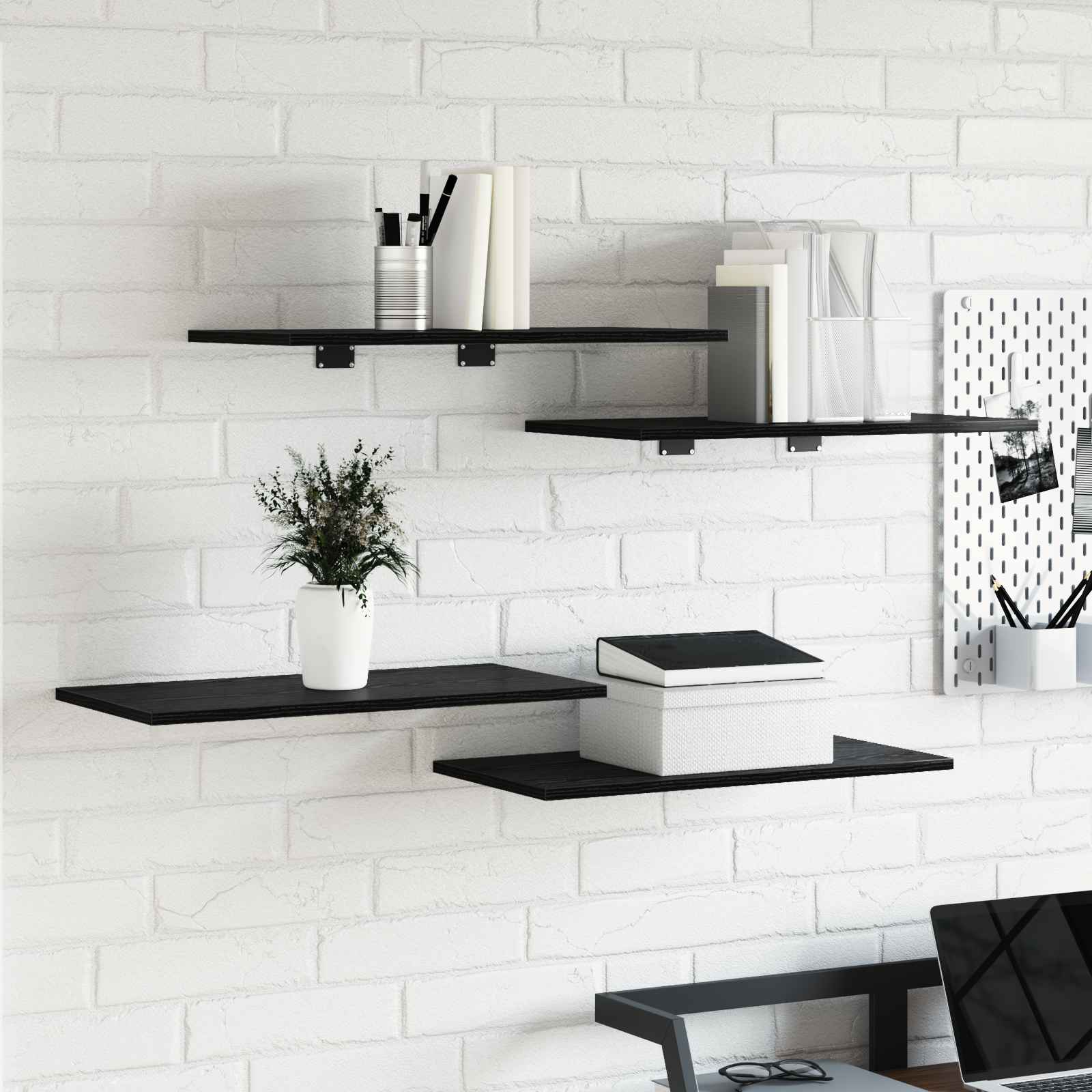 Wandmontierte Regale Schwarze Eiche MDF 60 x 30 x 1,5 cm