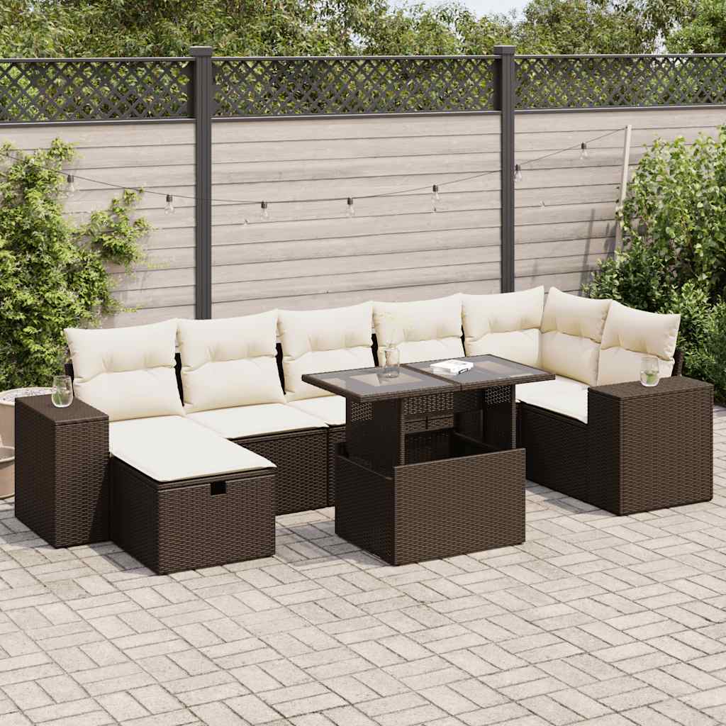 5-tlg. Garten-Sofagarnitur mit Kissen Braun Poly Rattan 5-tlg. Garten-Sofagarnitur mit Kissen Braun Poly Rattan
