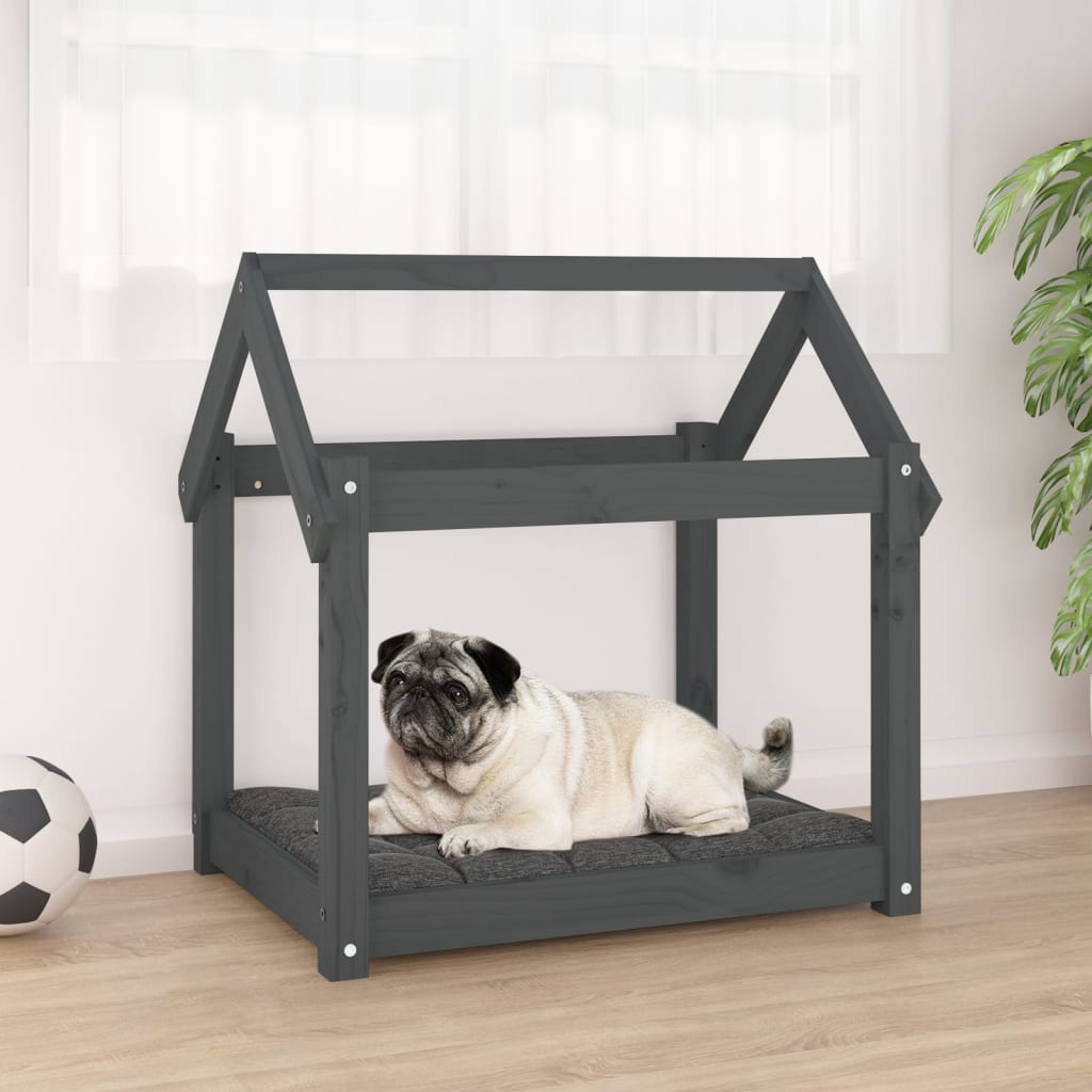 Hundebett Grau 71x55x70 cm Massivholz Kiefer Hundebett Grau 71x55x70 cm Massivholz Kiefer