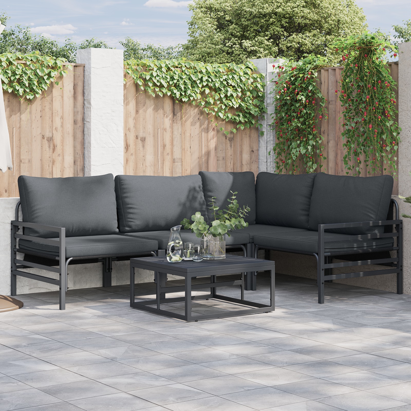 Garten-Sofa-Set 6 pcs Anthrazit Stahl