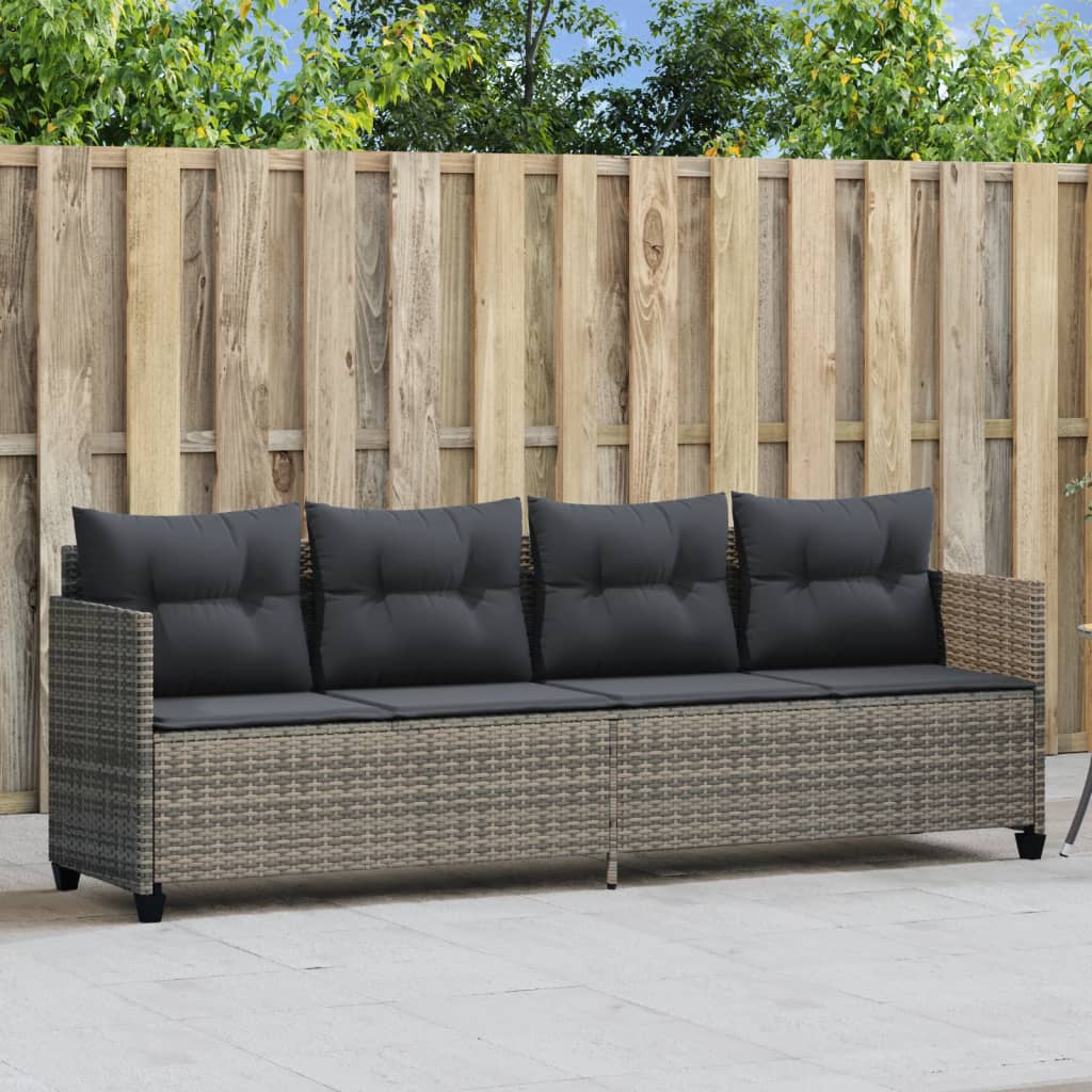 Sonnenliege mit Kissen Grau Poly Rattan Sonnenliege mit Kissen Grau Poly Rattan