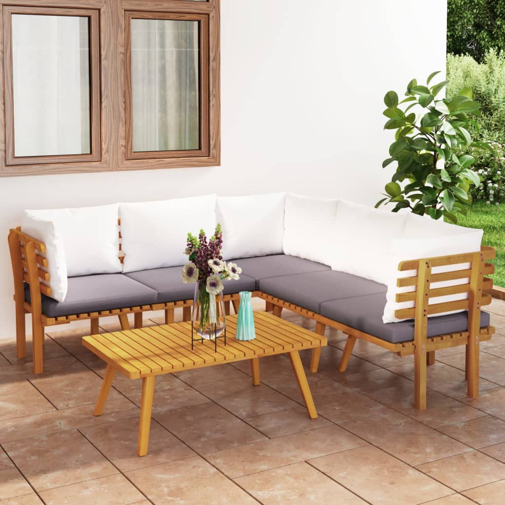 6-tlg. Garten-Lounge-Set mit Kissen Massivholz Akazie 6-tlg. Garten-Lounge-Set mit Kissen Massivholz Akazie