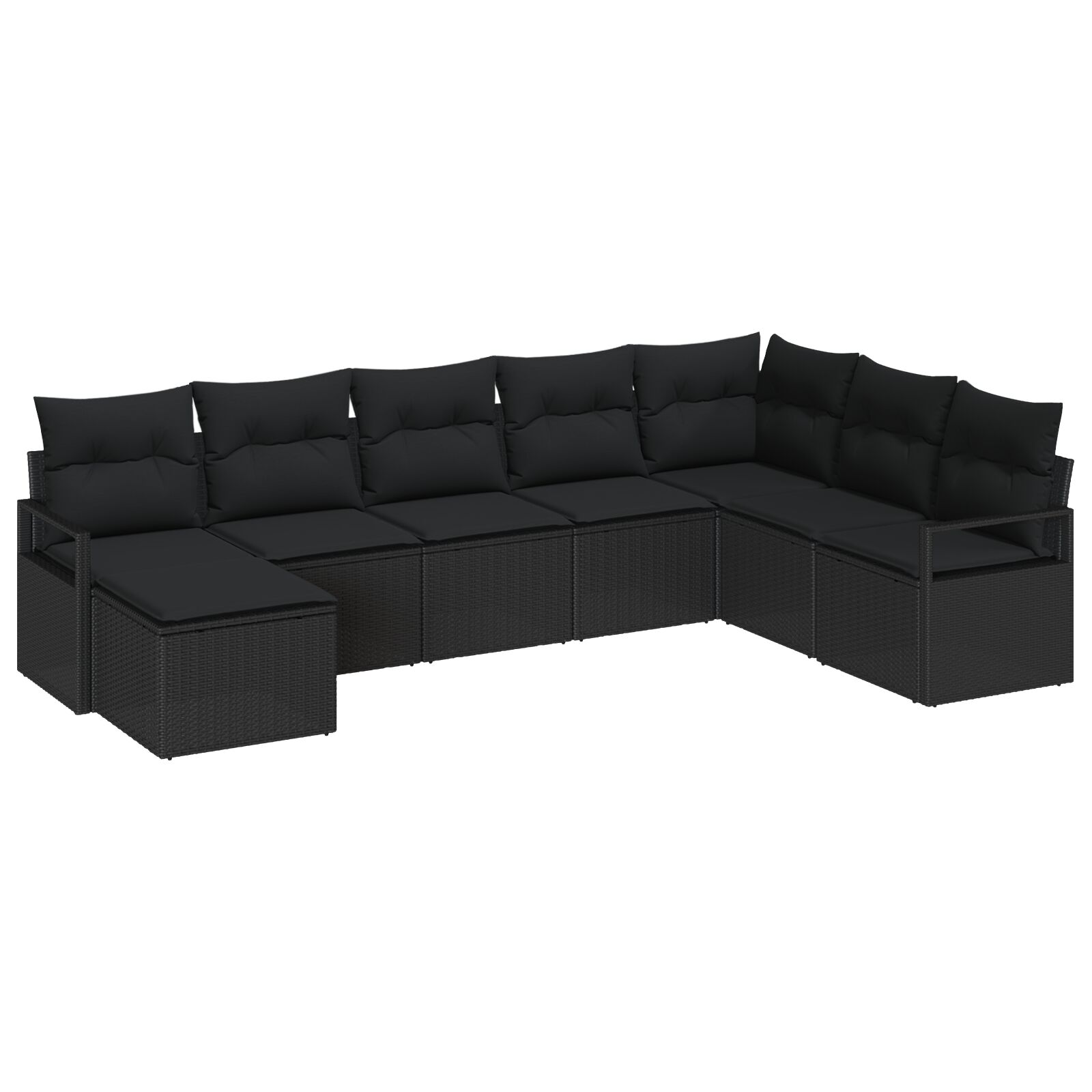 8-teiliges Garten Sofa Set mit Kissen Schwarz Poly Rattan, 2-Sitzer Garten Sofa mit Kissen Schwarz Poly Rattan 8-teiliges Garten Sofa Set mit Kissen Schwarz Poly Rattan, 2-Sitzer Garten Sofa mit Kissen Schwarz Poly Rattan