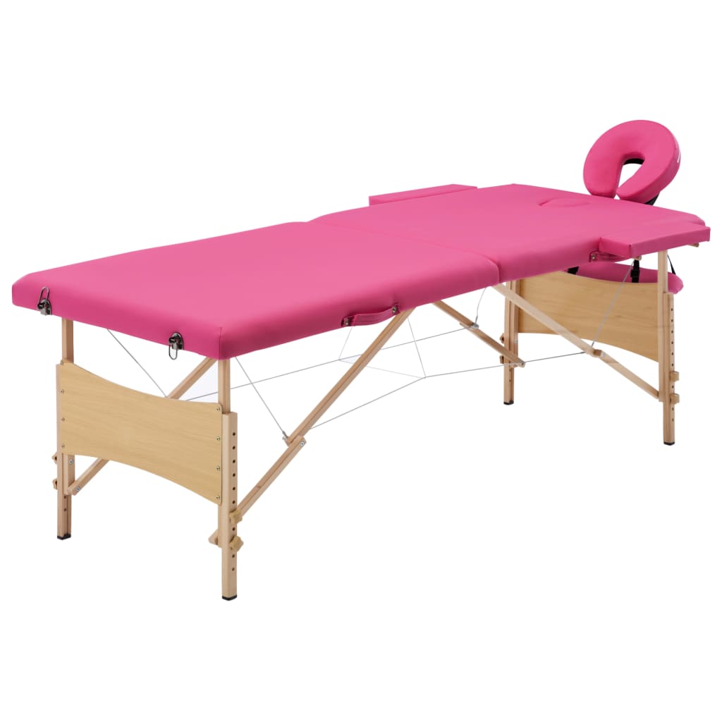 Massageliege Klappbar 2-Zonen mit Holzgestell Rosa Massageliege Klappbar 2-Zonen mit Holzgestell Rosa