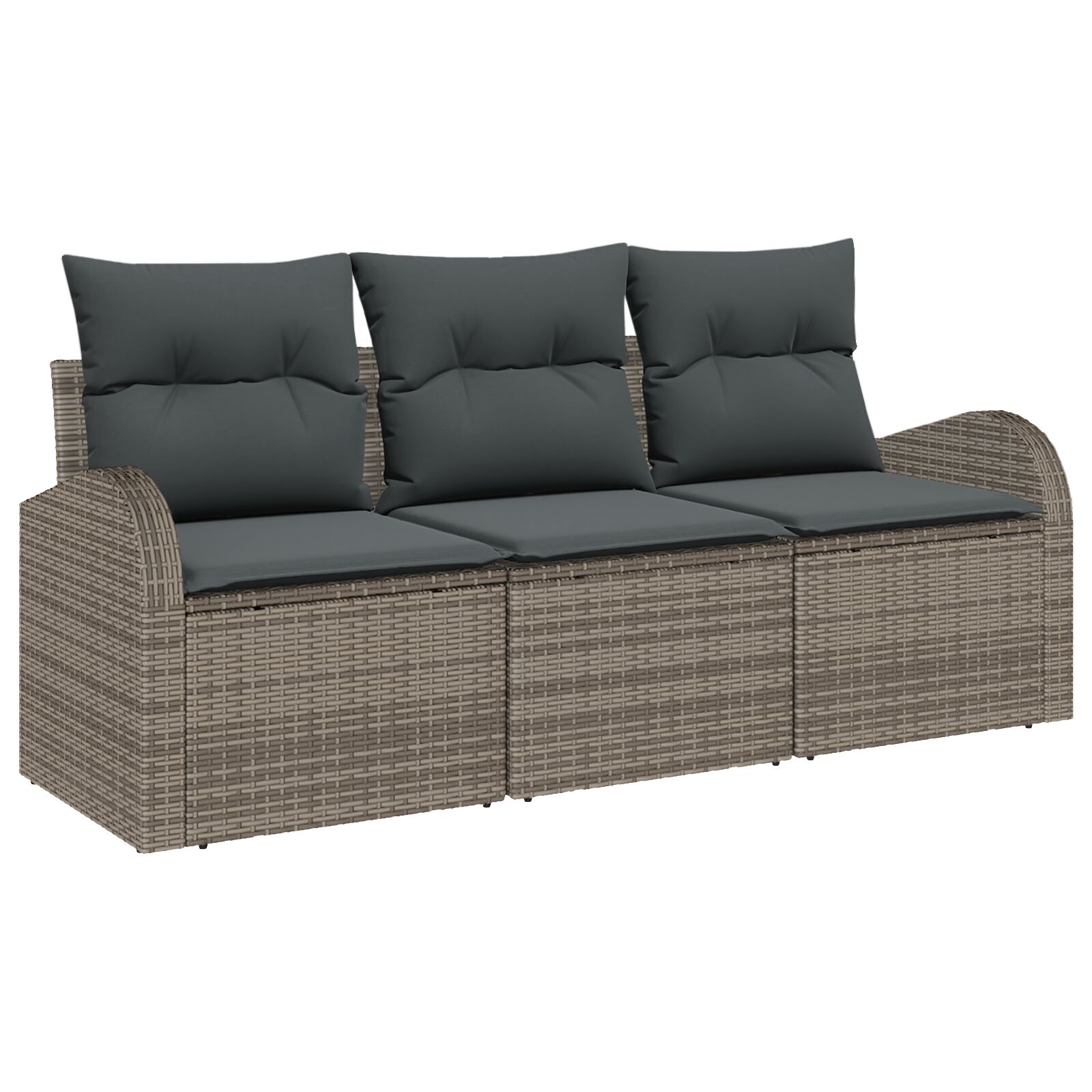 3-Teiliges Garten Sofa Set mit Kissen Grau Poly Rattan, 2-Sitzer Garten Sofa mit Stauraum & Kissen Grau Poly Rattan 3-Teiliges Garten Sofa Set mit Kissen Grau Poly Rattan, 2-Sitzer Garten Sofa mit Stauraum & Kissen Grau Poly Rattan