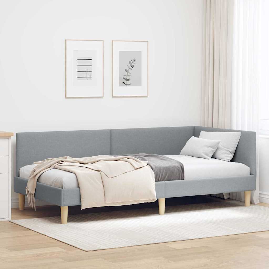 Eckbettgestell Sonstiges mit Kopfteil Hellgrau 90 x 200 cm