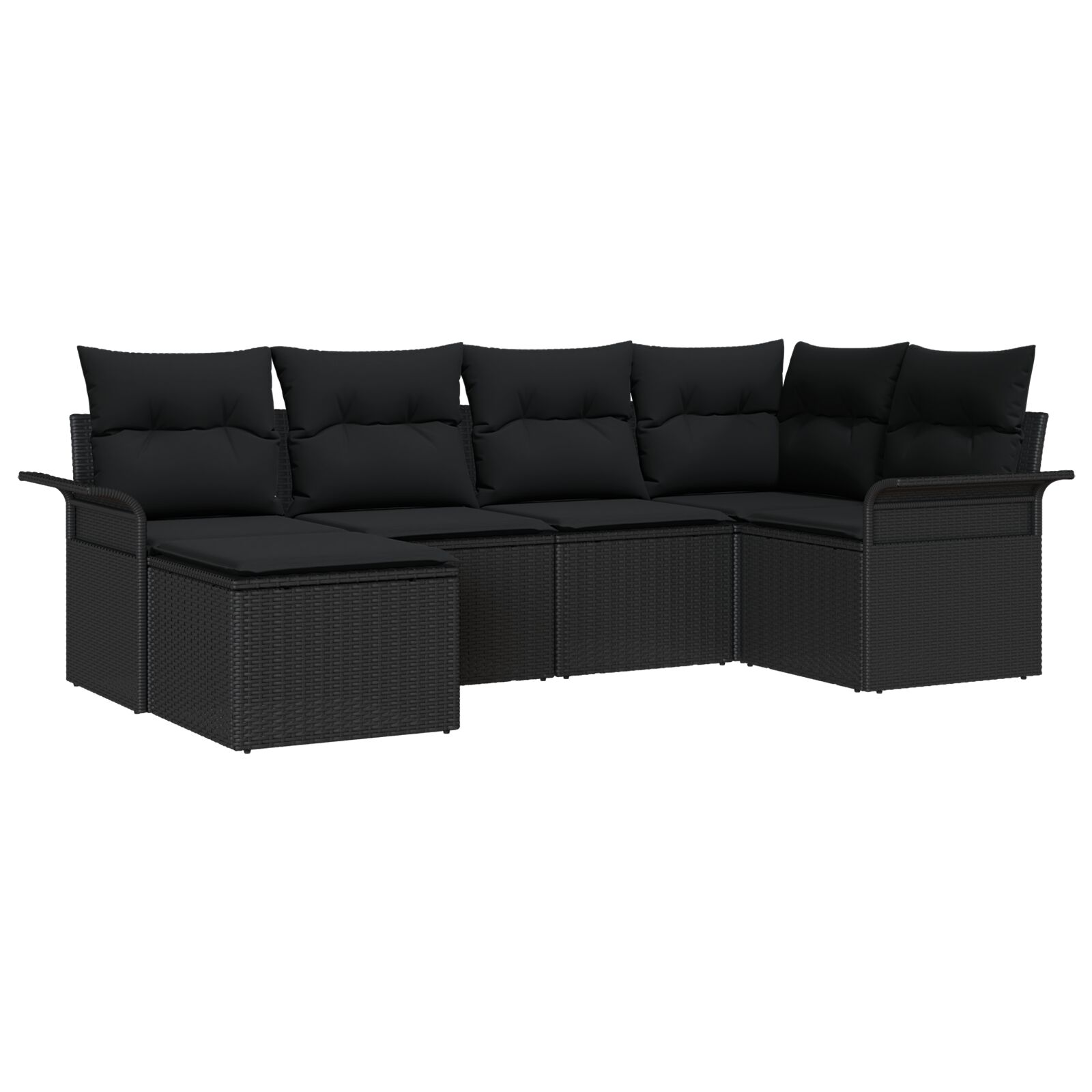 6-teiliges Garten Sofa Set mit Kissen Schwarz Poly Rattan, 2-Sitzer Garten Sofa mit Stauraum & Kissen Schwarz Poly Rattan 6-teiliges Garten Sofa Set mit Kissen Schwarz Poly Rattan, 2-Sitzer Garten Sofa mit Stauraum & Kissen Schwarz Poly Rattan