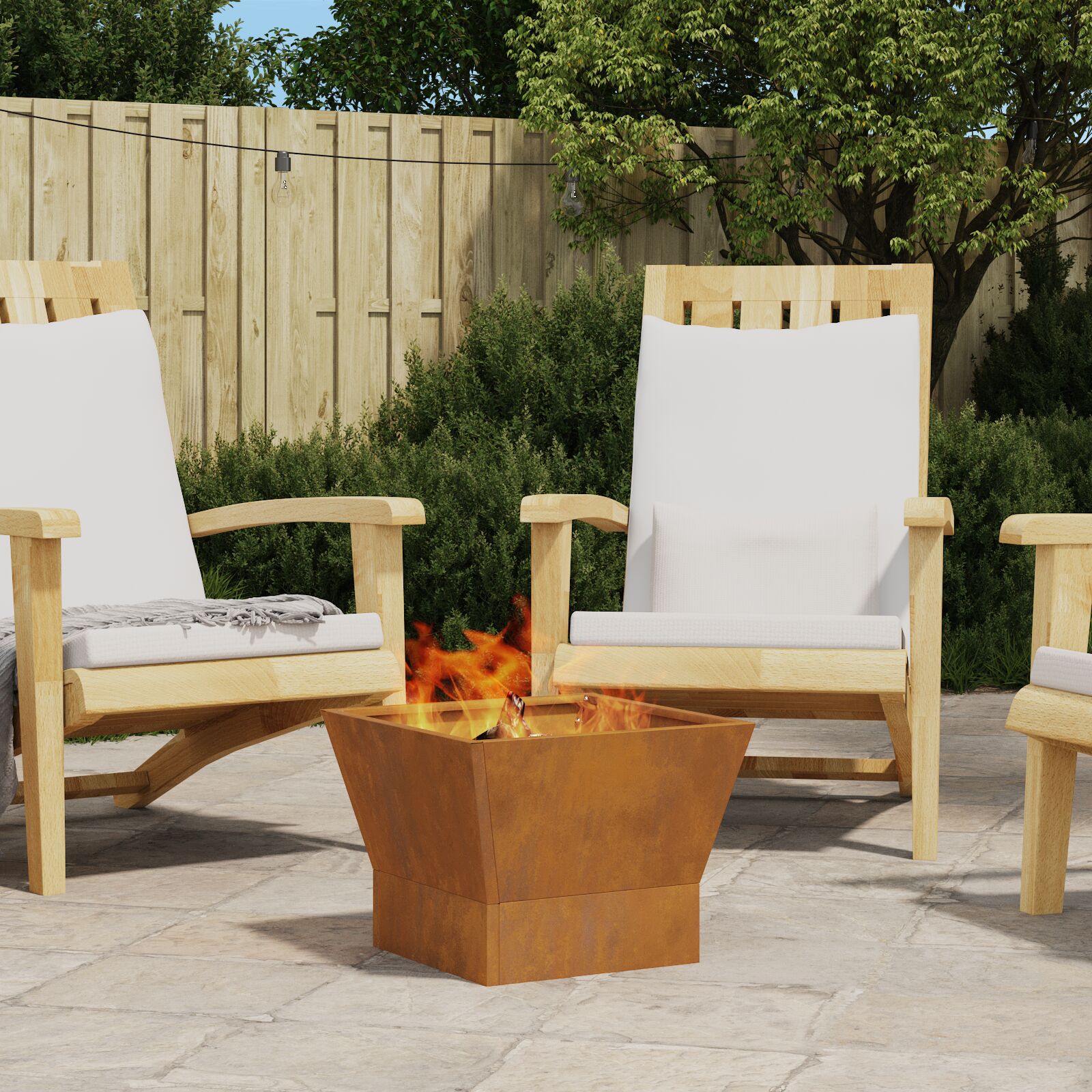 vidaXL Feuerstelle Quadrat 40x40x30 cm Wetterstahl