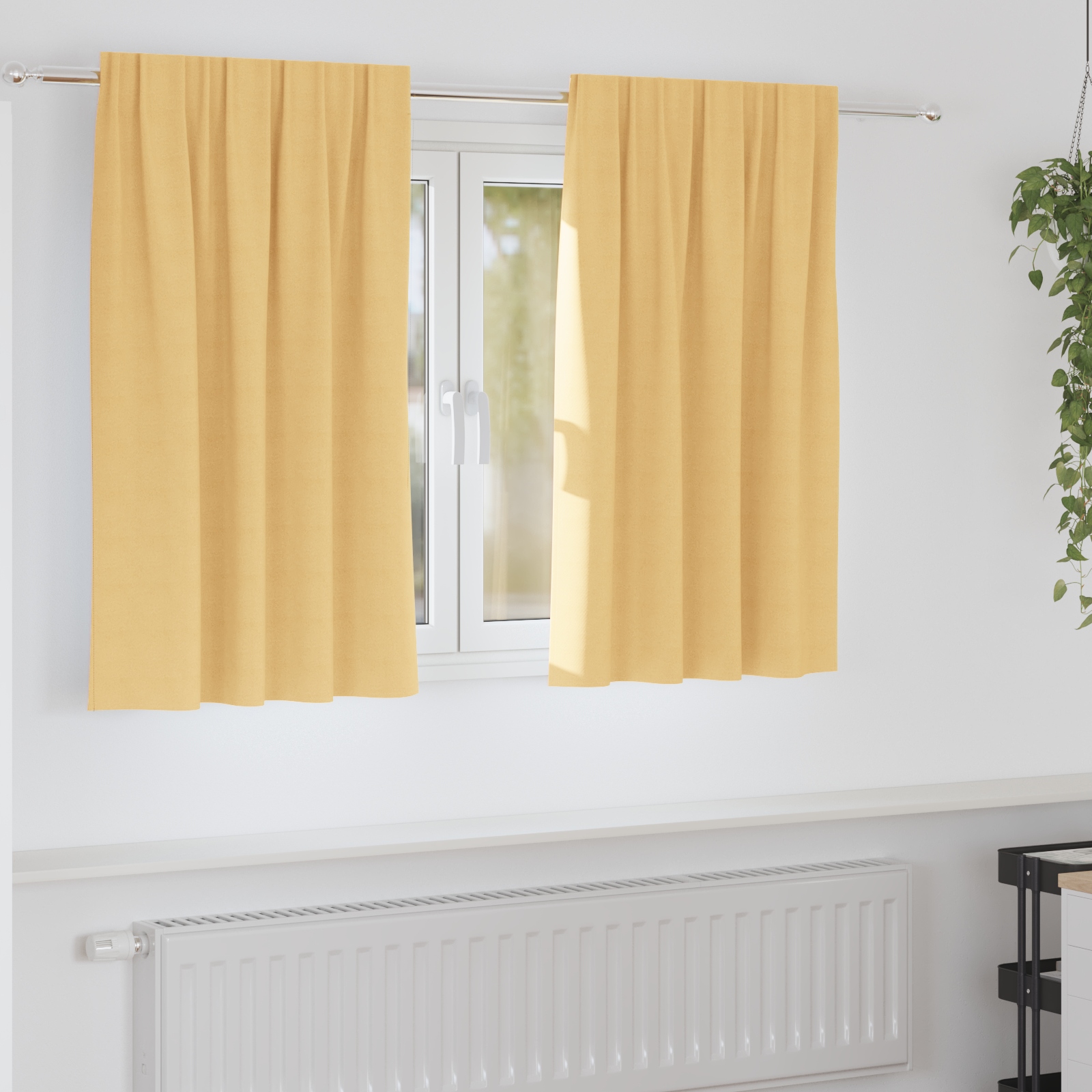 Vorhänge mit Vorhängen 2 pcs Beige 140 x 140 cm Polyester
