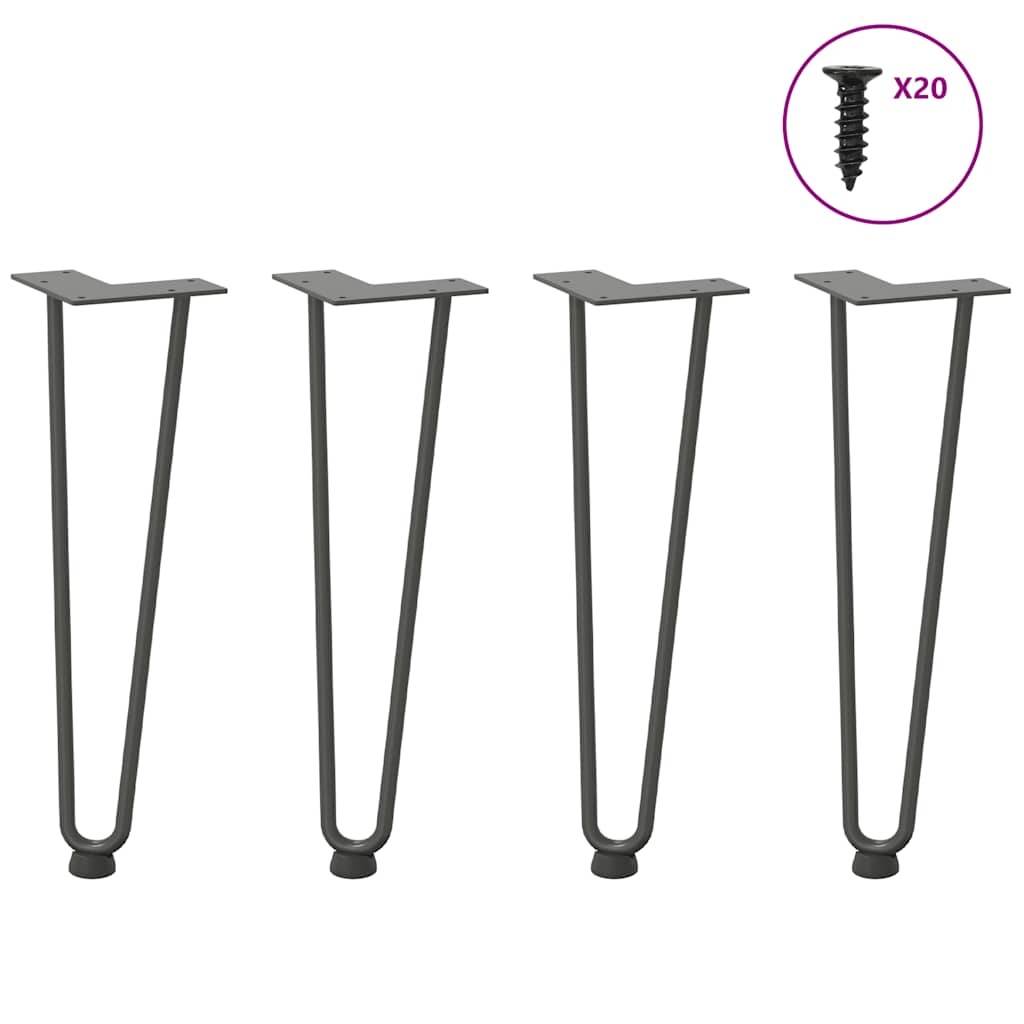 Haarnadelbeine 4 Stk. Anthrazit 42 cm Massivstahl