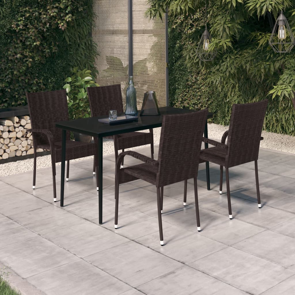 5-tlg. Garten-Essgruppe Braun und Schwarz 5-tlg. Garten-Essgruppe Braun und Schwarz